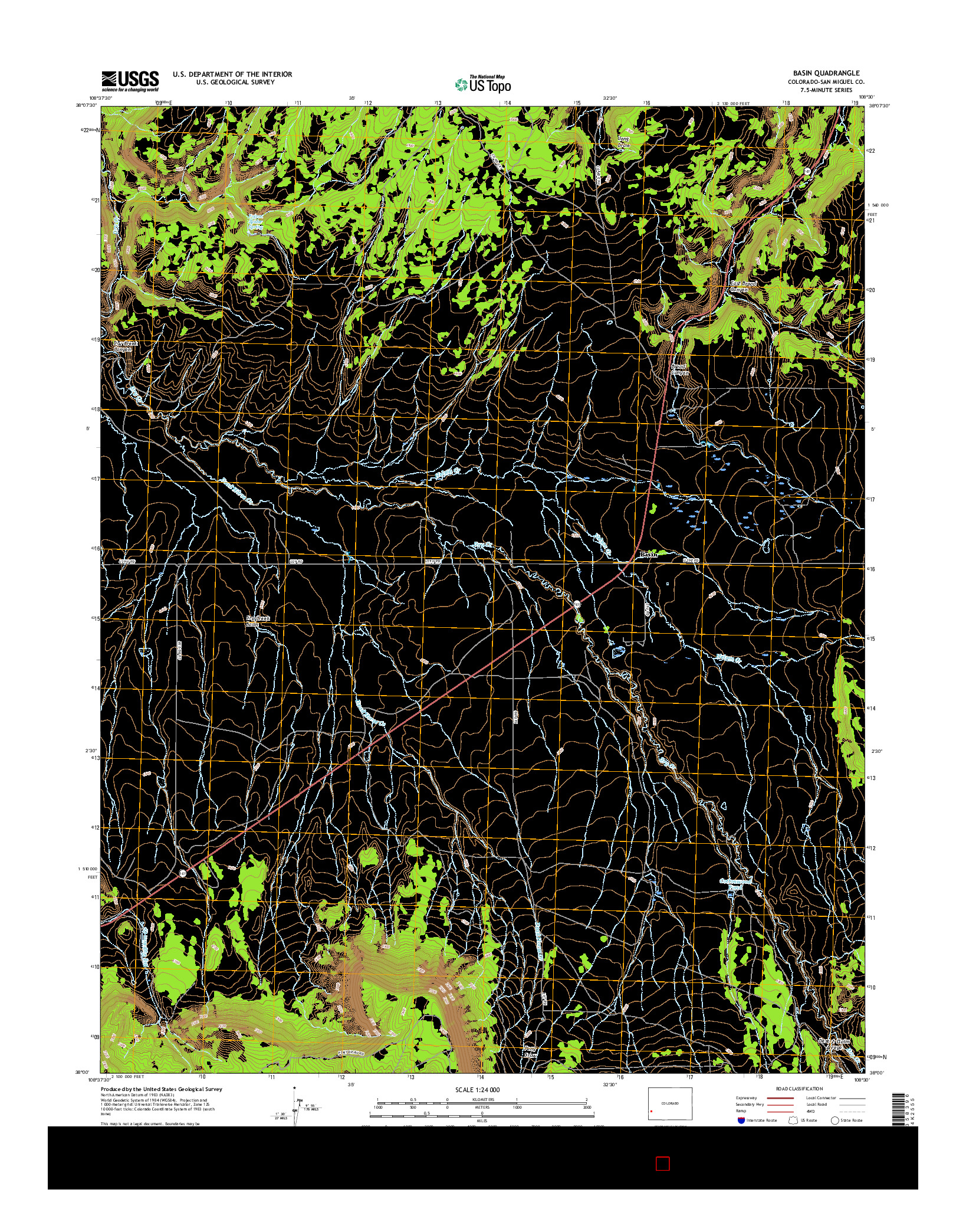 USGS US TOPO 7.5-MINUTE MAP FOR BASIN, CO 2016