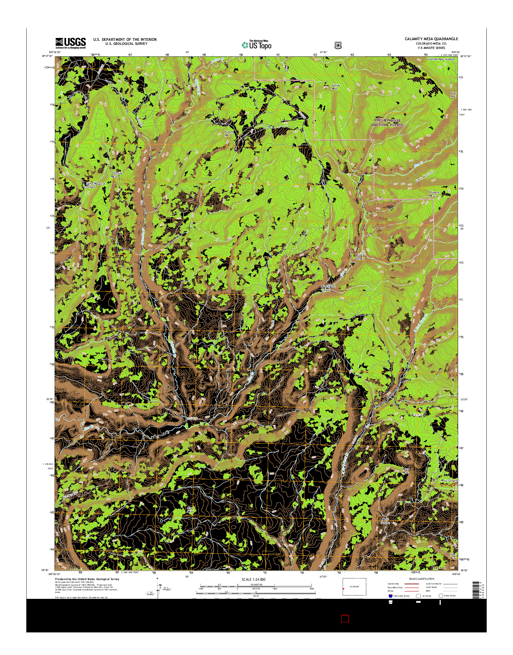 USGS US TOPO 7.5-MINUTE MAP FOR CALAMITY MESA, CO 2016