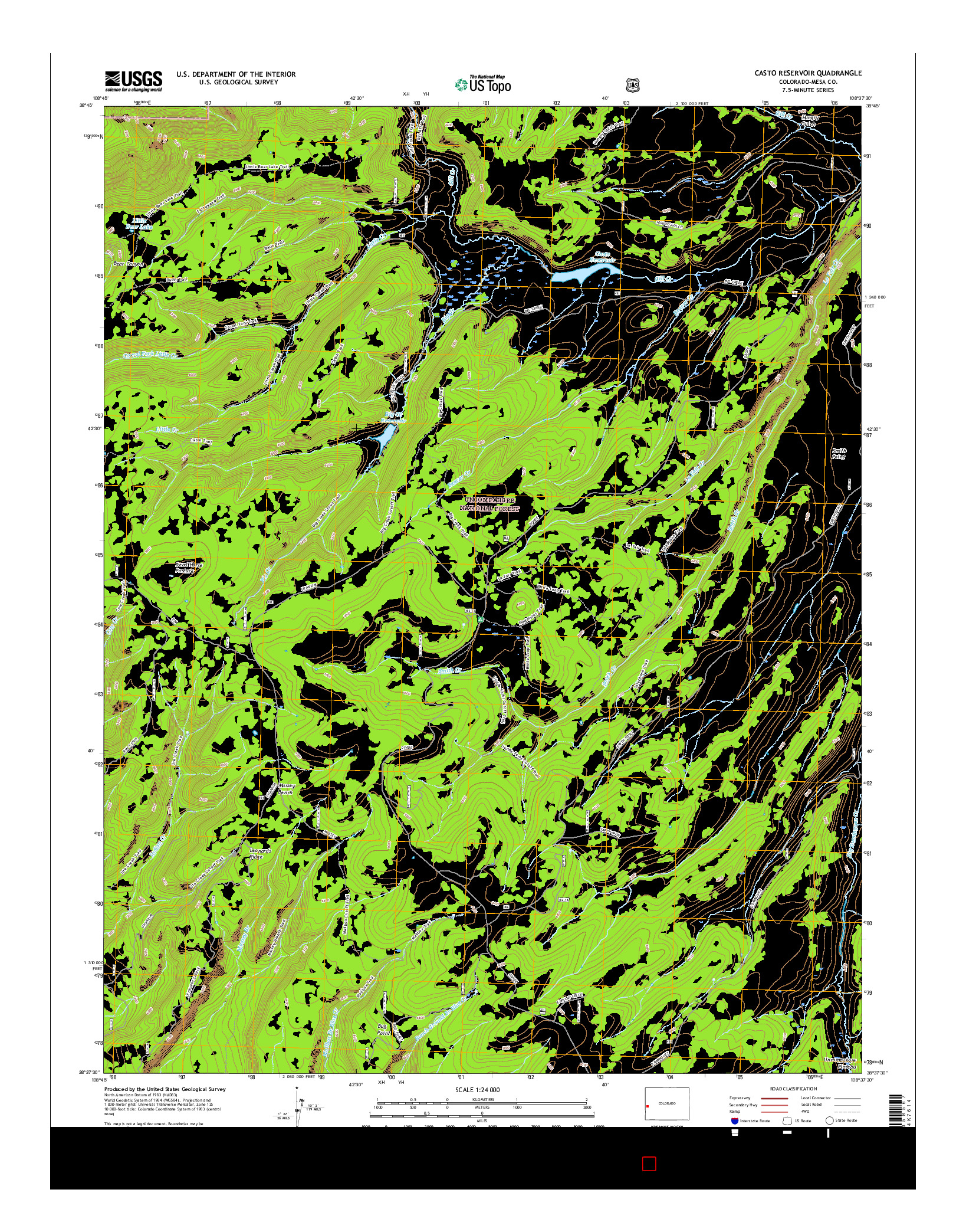 USGS US TOPO 7.5-MINUTE MAP FOR CASTO RESERVOIR, CO 2016