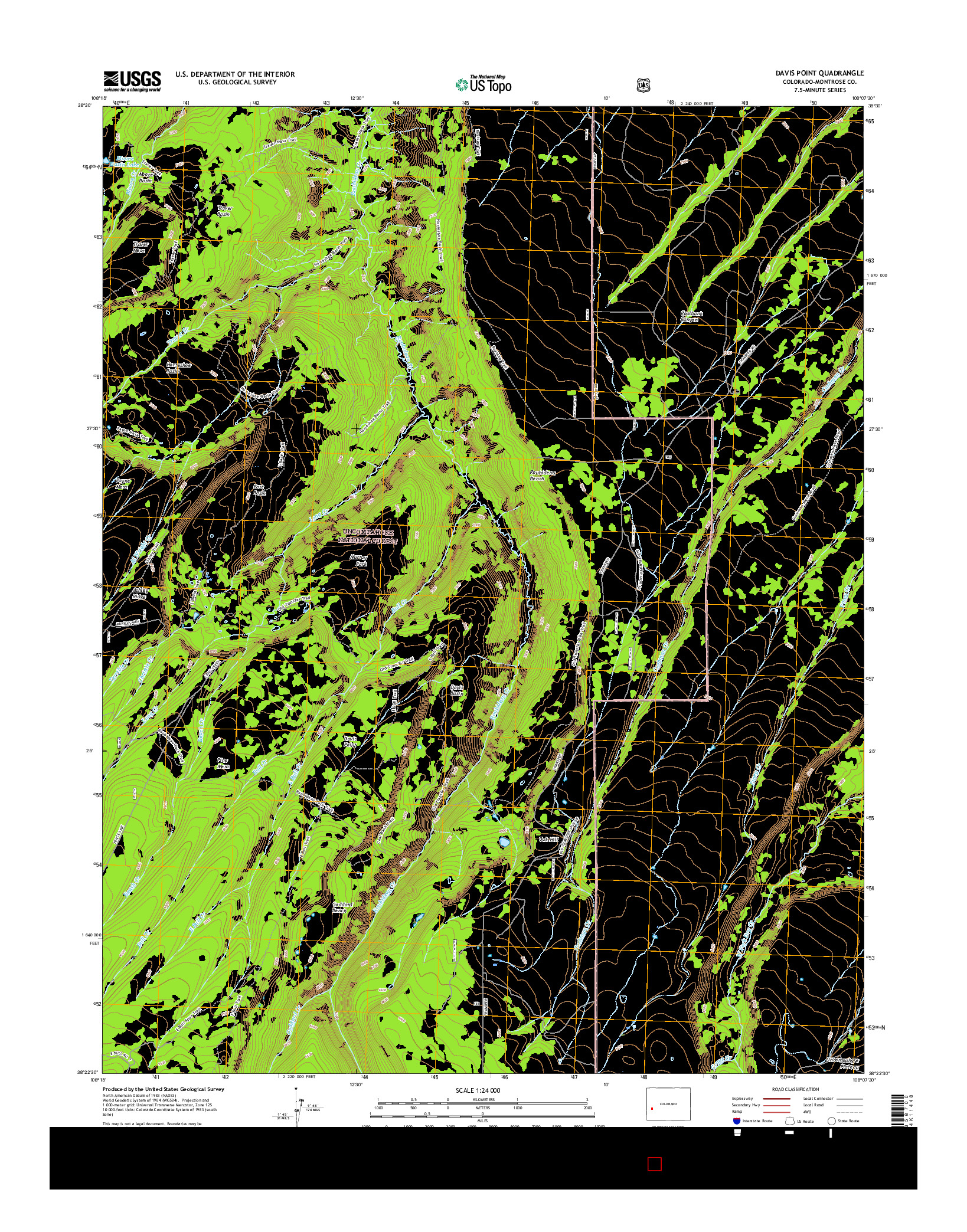 USGS US TOPO 7.5-MINUTE MAP FOR DAVIS POINT, CO 2016