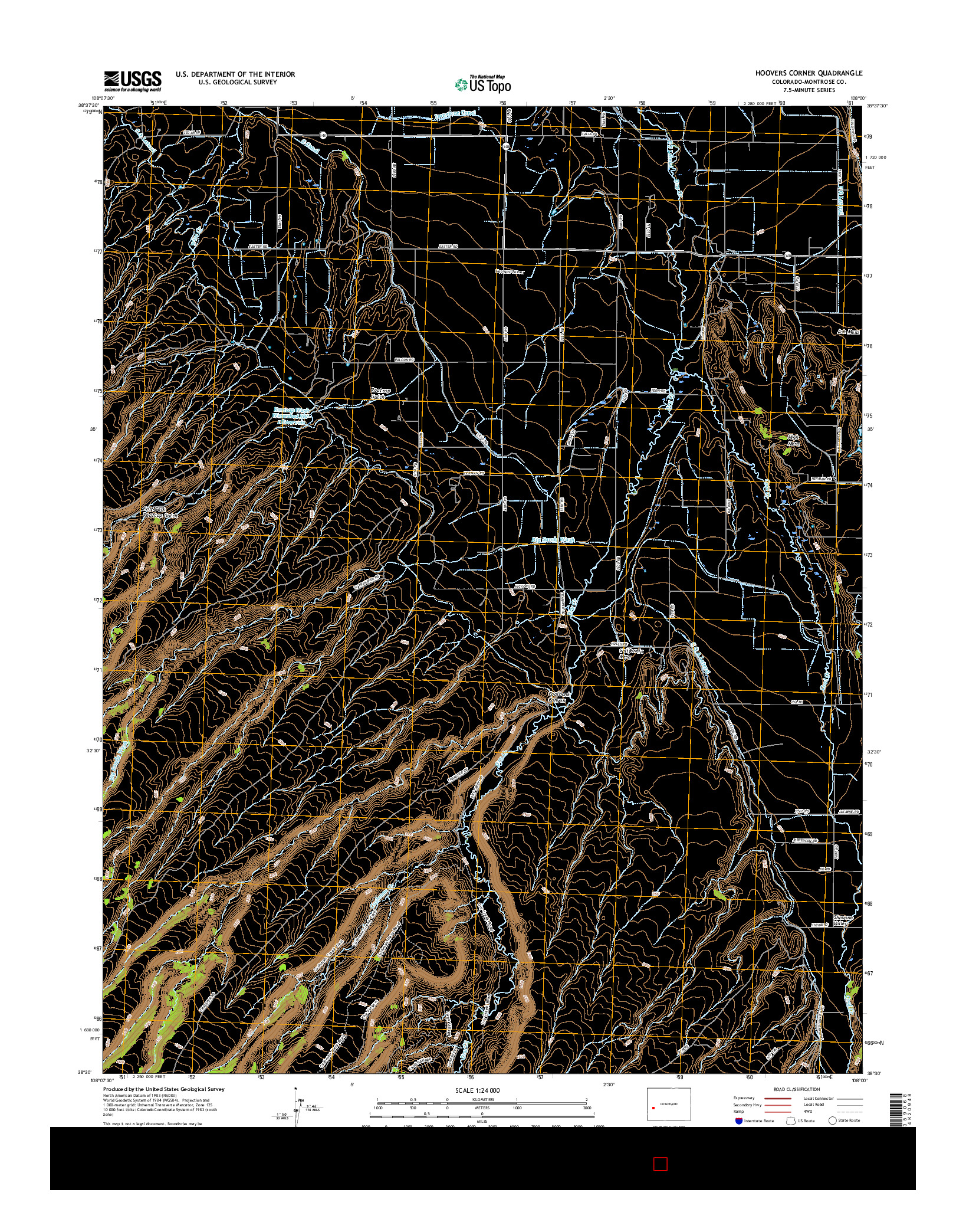 USGS US TOPO 7.5-MINUTE MAP FOR HOOVERS CORNER, CO 2016