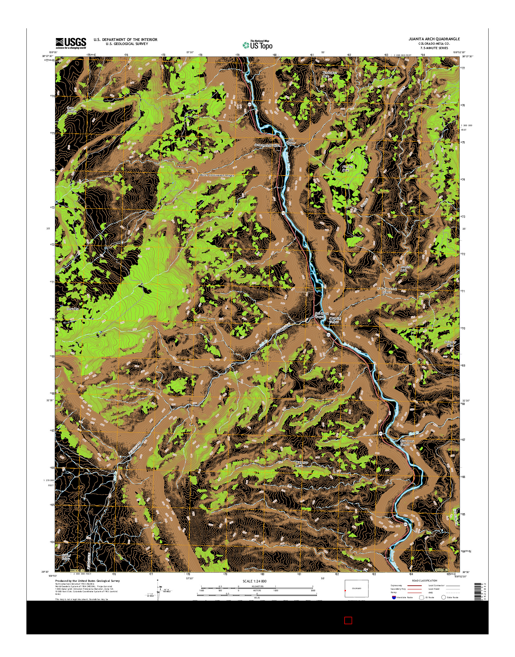 USGS US TOPO 7.5-MINUTE MAP FOR JUANITA ARCH, CO 2016