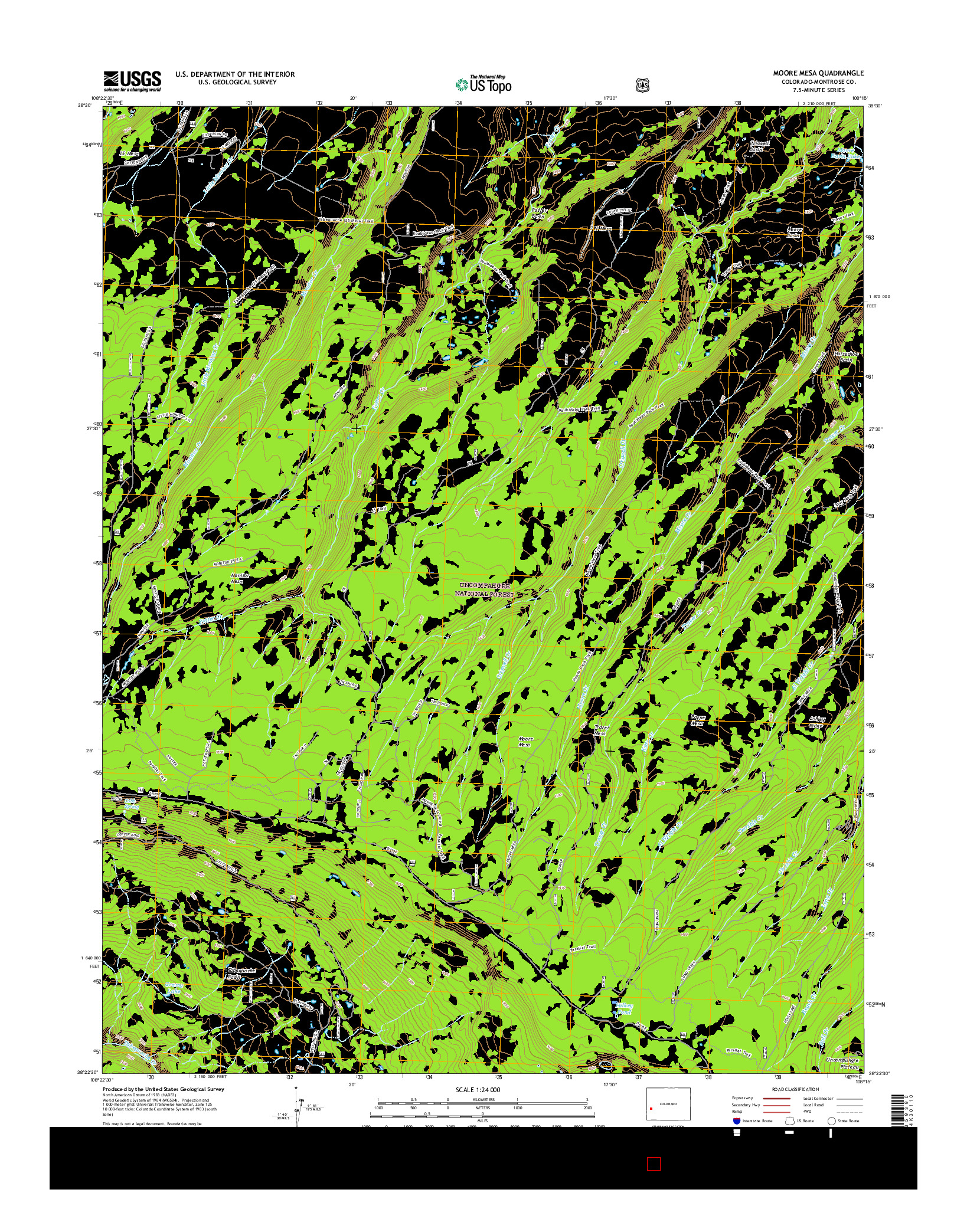 USGS US TOPO 7.5-MINUTE MAP FOR MOORE MESA, CO 2016