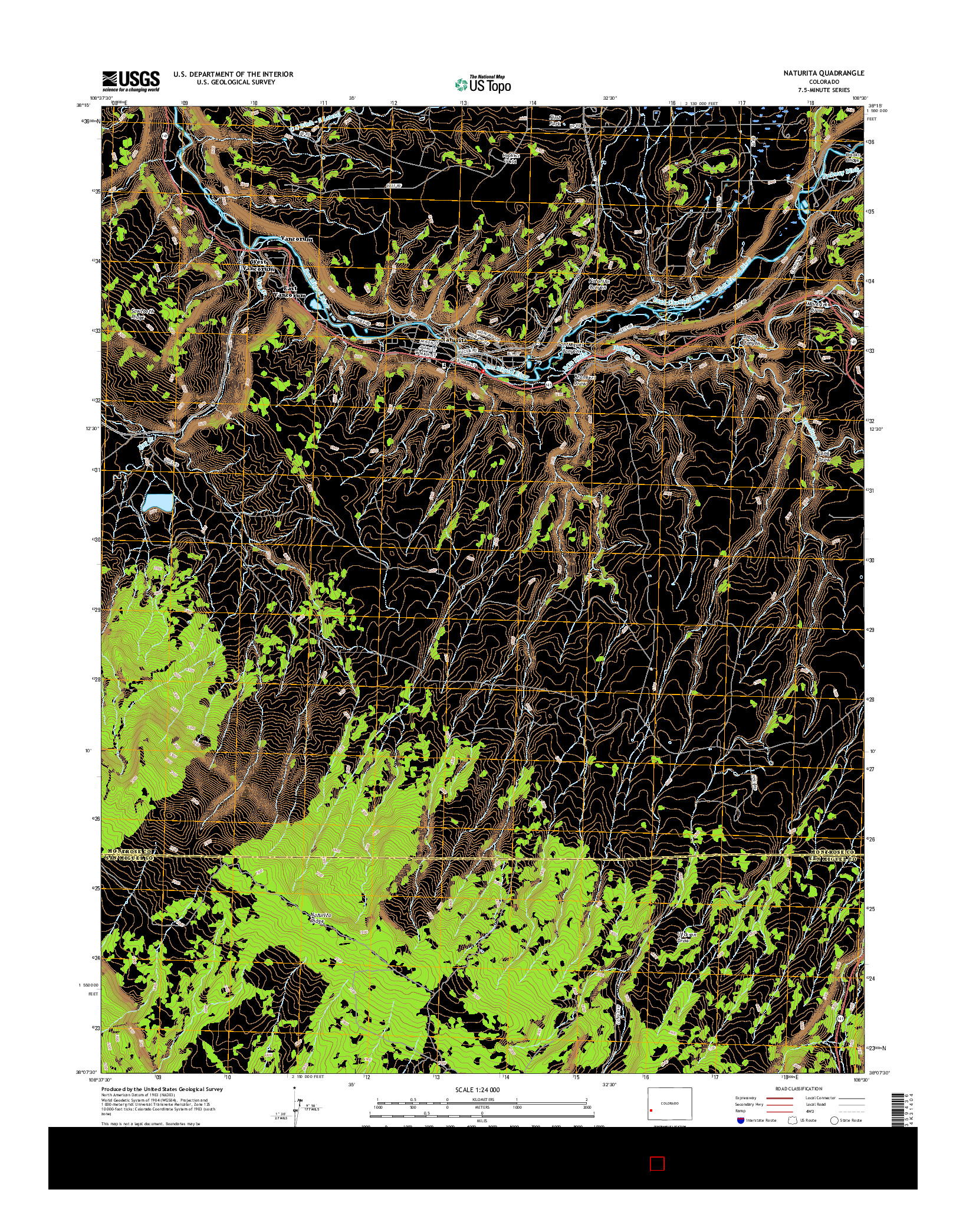 USGS US TOPO 7.5-MINUTE MAP FOR NATURITA, CO 2016