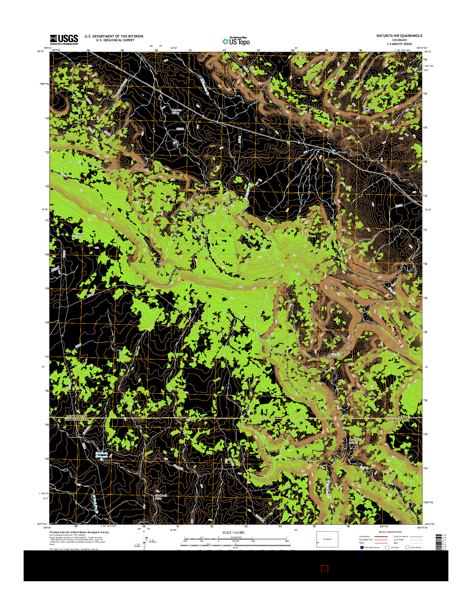 USGS US TOPO 7.5-MINUTE MAP FOR NATURITA NW, CO 2016