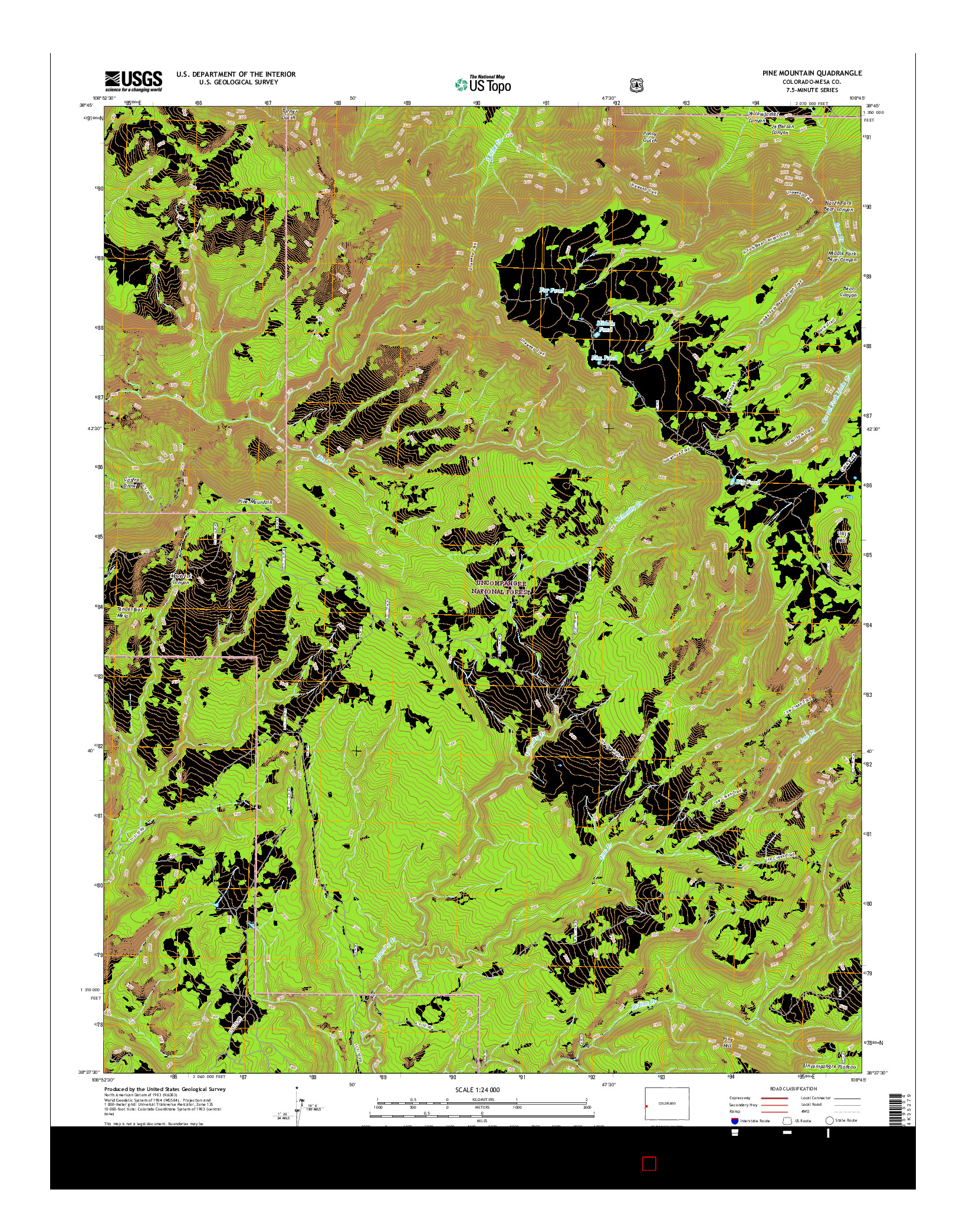 USGS US TOPO 7.5-MINUTE MAP FOR PINE MOUNTAIN, CO 2016