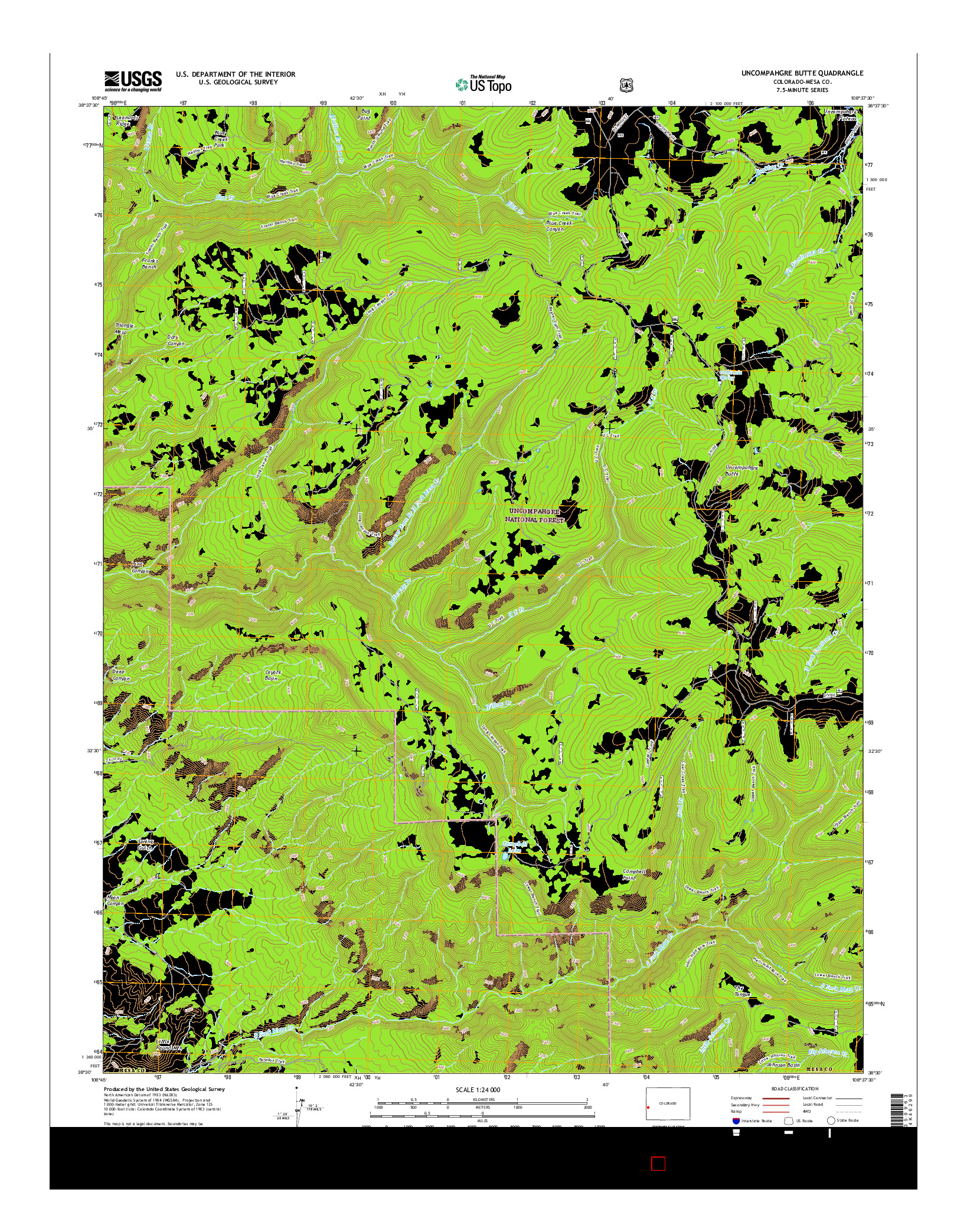 USGS US TOPO 7.5-MINUTE MAP FOR UNCOMPAHGRE BUTTE, CO 2016