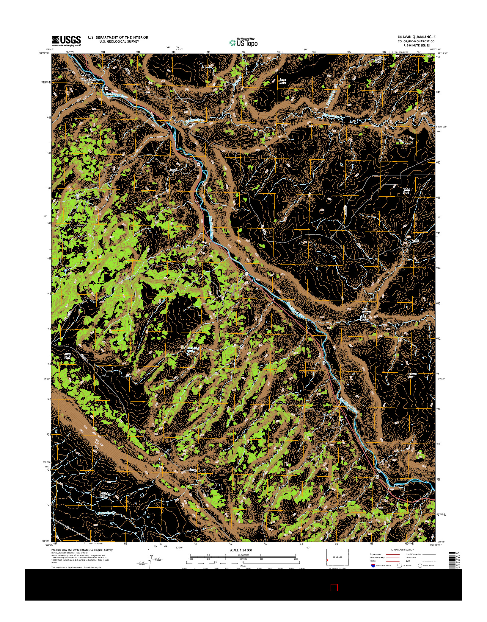 USGS US TOPO 7.5-MINUTE MAP FOR URAVAN, CO 2016