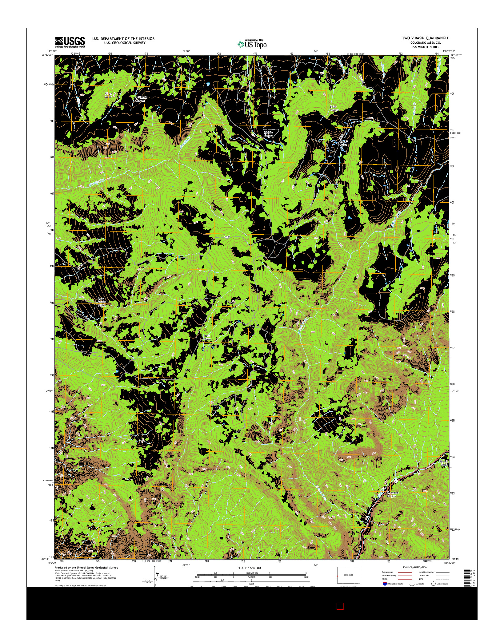 USGS US TOPO 7.5-MINUTE MAP FOR TWO V BASIN, CO 2016