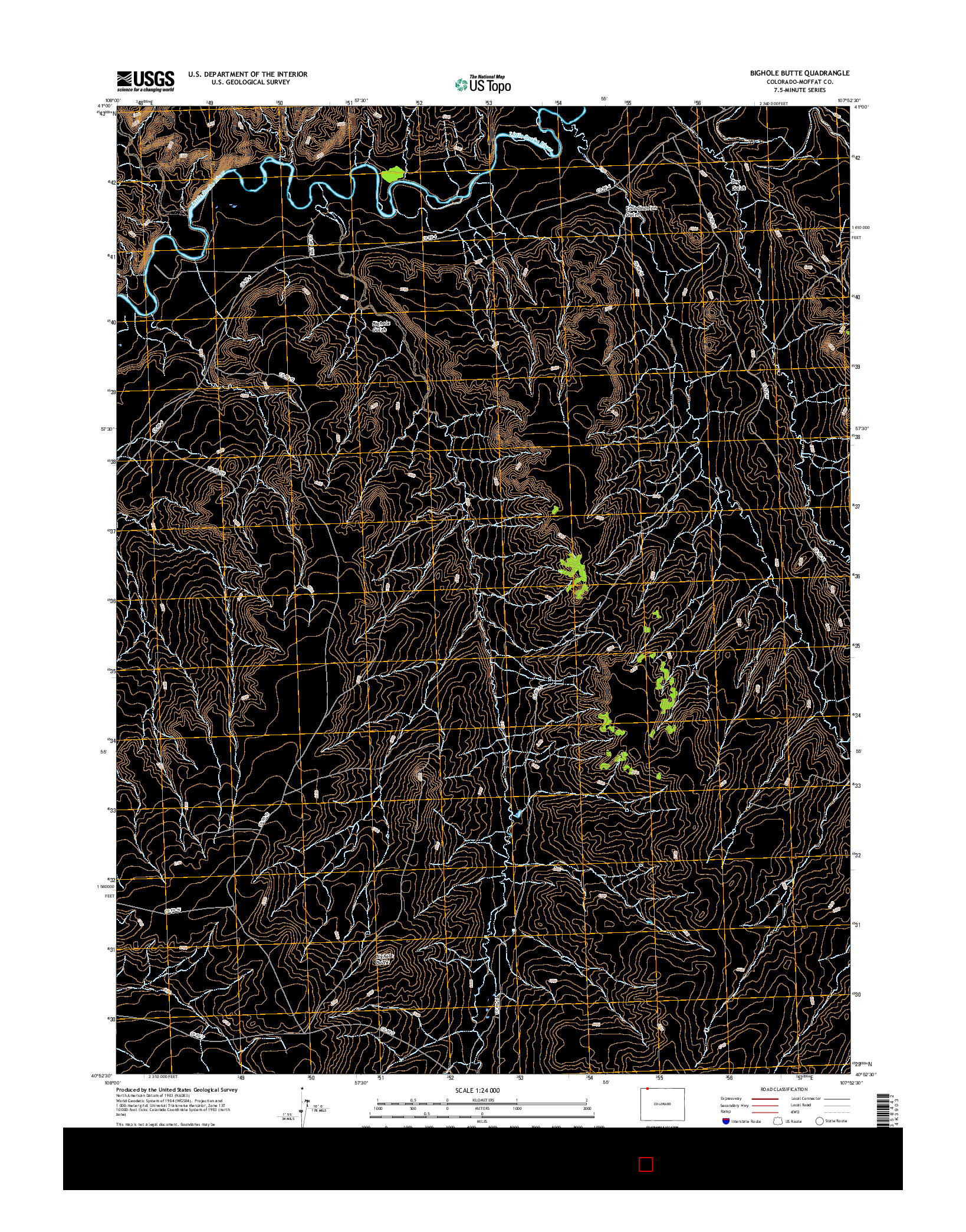 USGS US TOPO 7.5-MINUTE MAP FOR BIGHOLE BUTTE, CO 2016