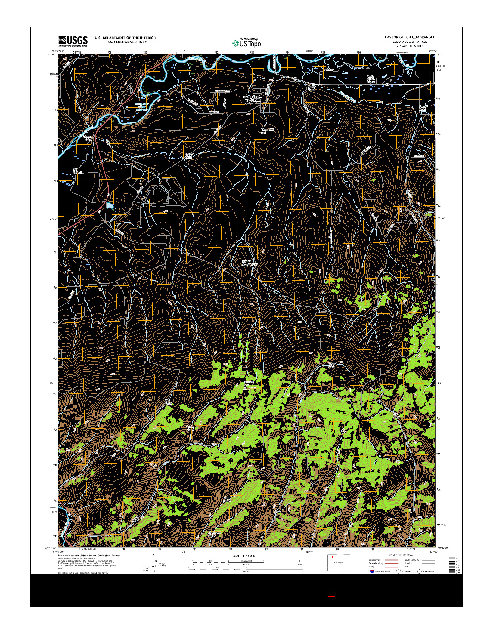 USGS US TOPO 7.5-MINUTE MAP FOR CASTOR GULCH, CO 2016