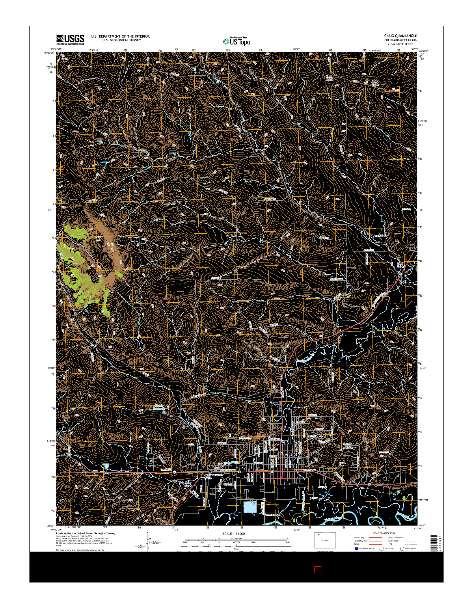 USGS US TOPO 7.5-MINUTE MAP FOR CRAIG, CO 2016