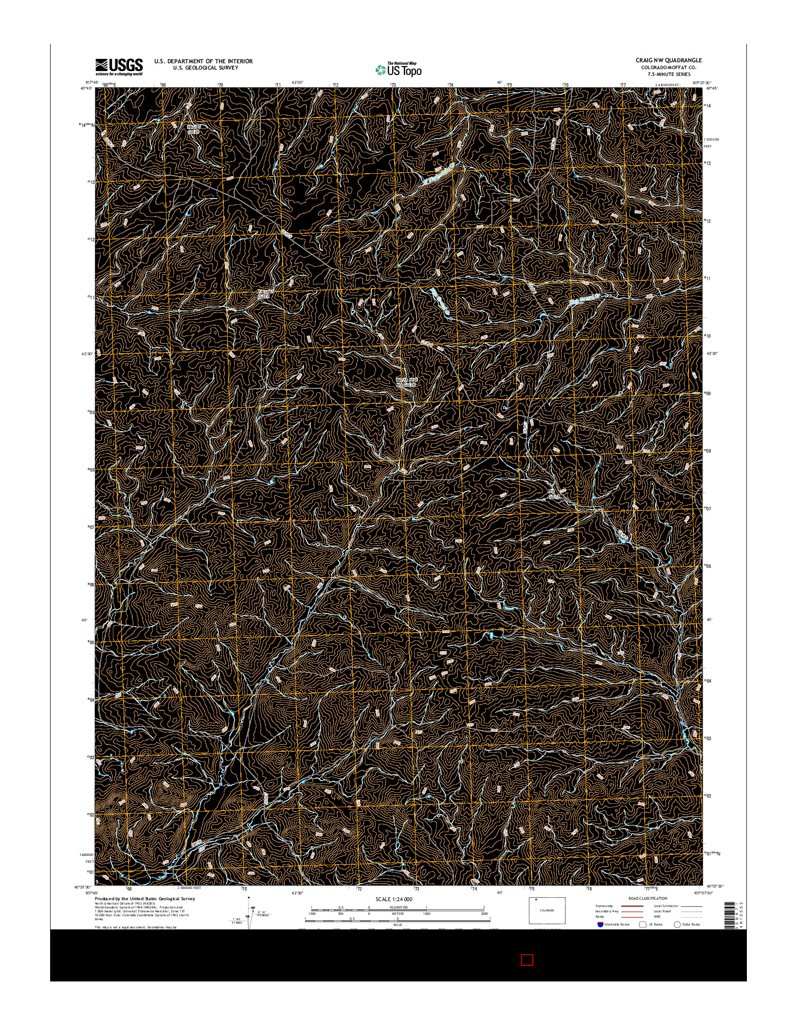 USGS US TOPO 7.5-MINUTE MAP FOR CRAIG NW, CO 2016