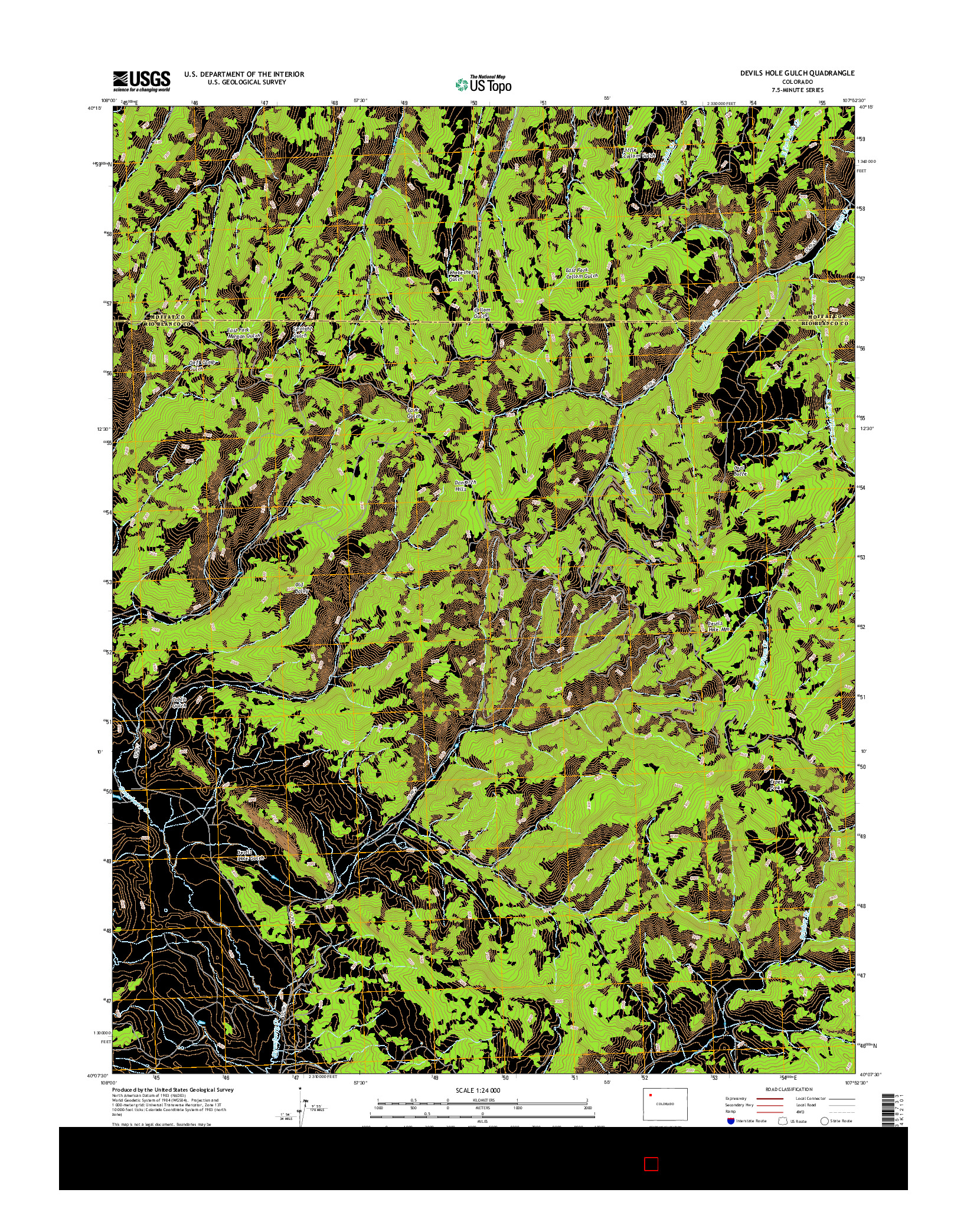 USGS US TOPO 7.5-MINUTE MAP FOR DEVILS HOLE GULCH, CO 2016