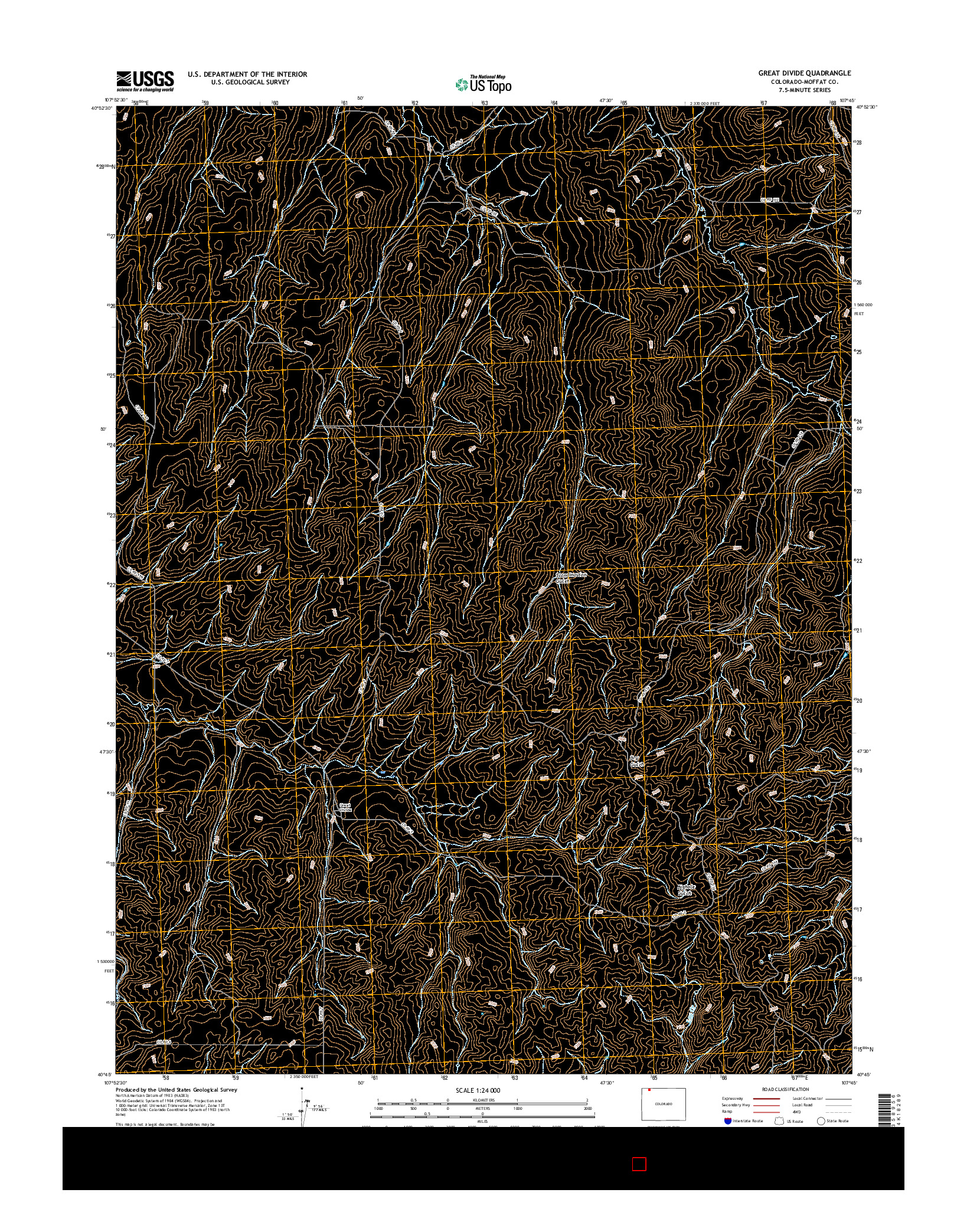 USGS US TOPO 7.5-MINUTE MAP FOR GREAT DIVIDE, CO 2016