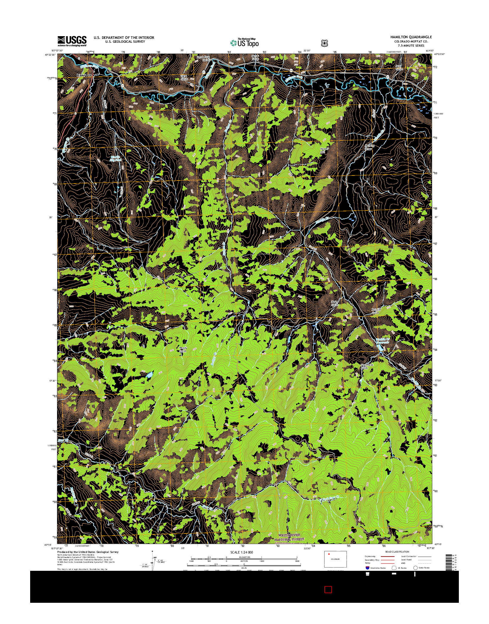 USGS US TOPO 7.5-MINUTE MAP FOR HAMILTON, CO 2016