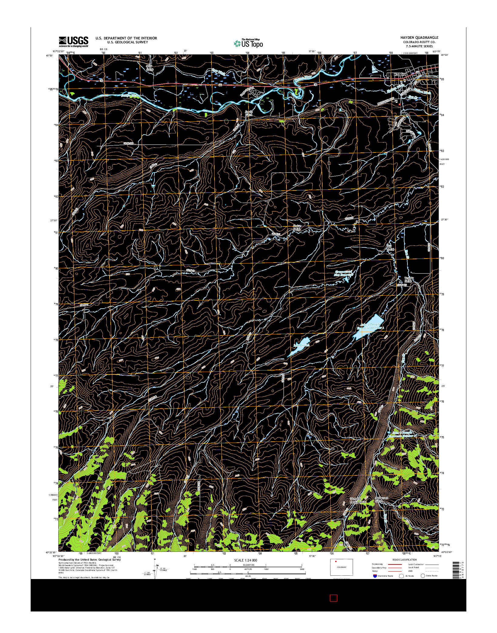 USGS US TOPO 7.5-MINUTE MAP FOR HAYDEN, CO 2016