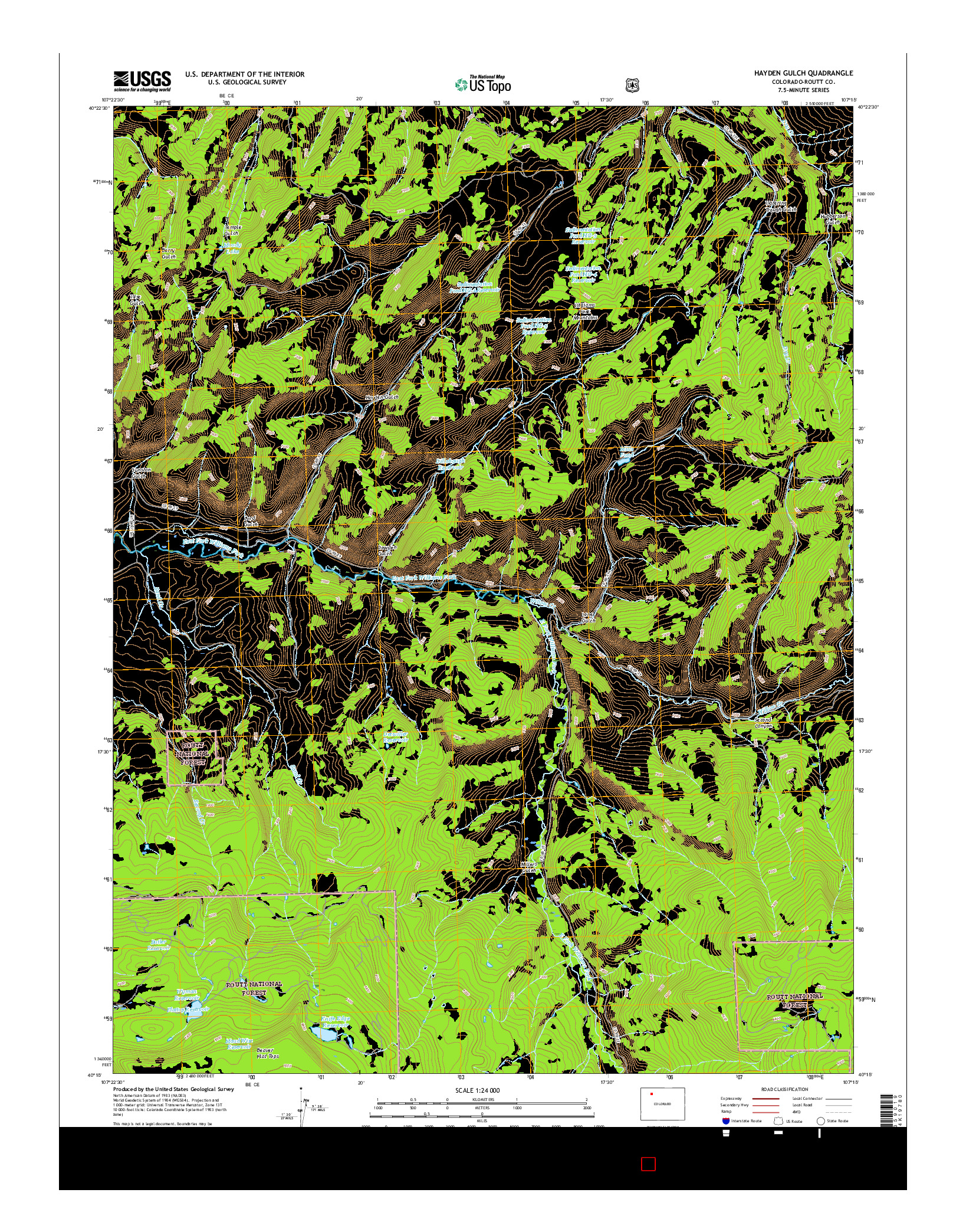 USGS US TOPO 7.5-MINUTE MAP FOR HAYDEN GULCH, CO 2016