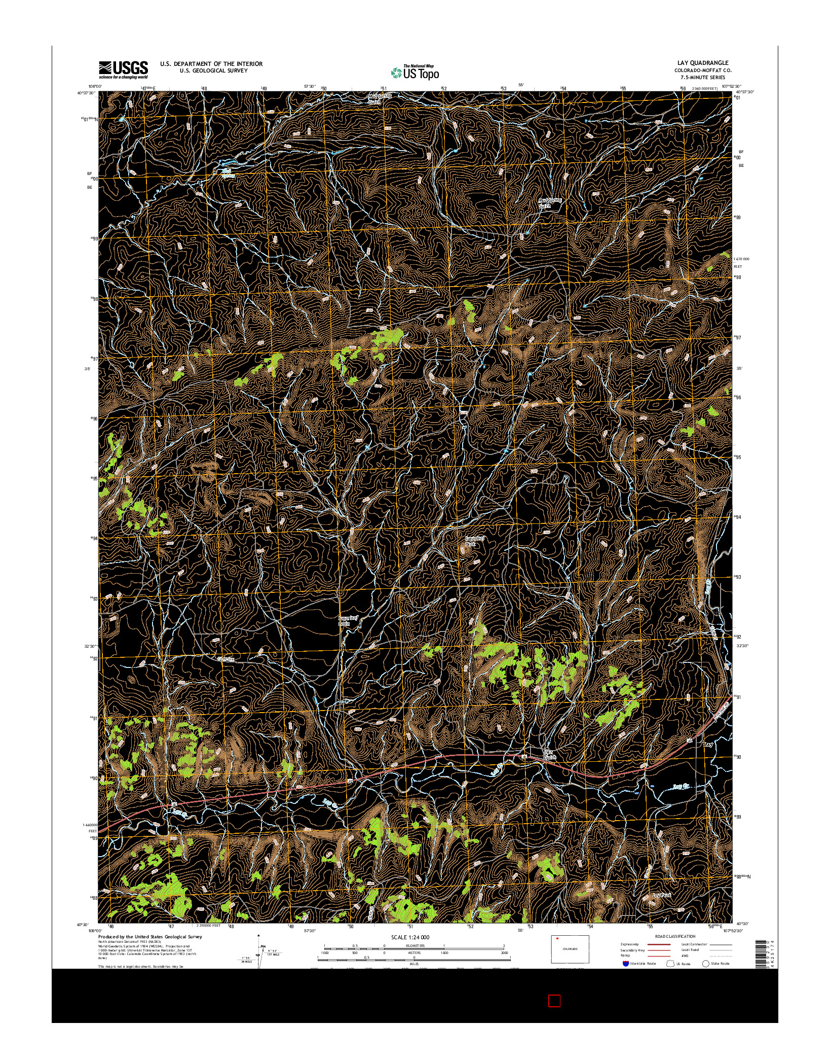 USGS US TOPO 7.5-MINUTE MAP FOR LAY, CO 2016