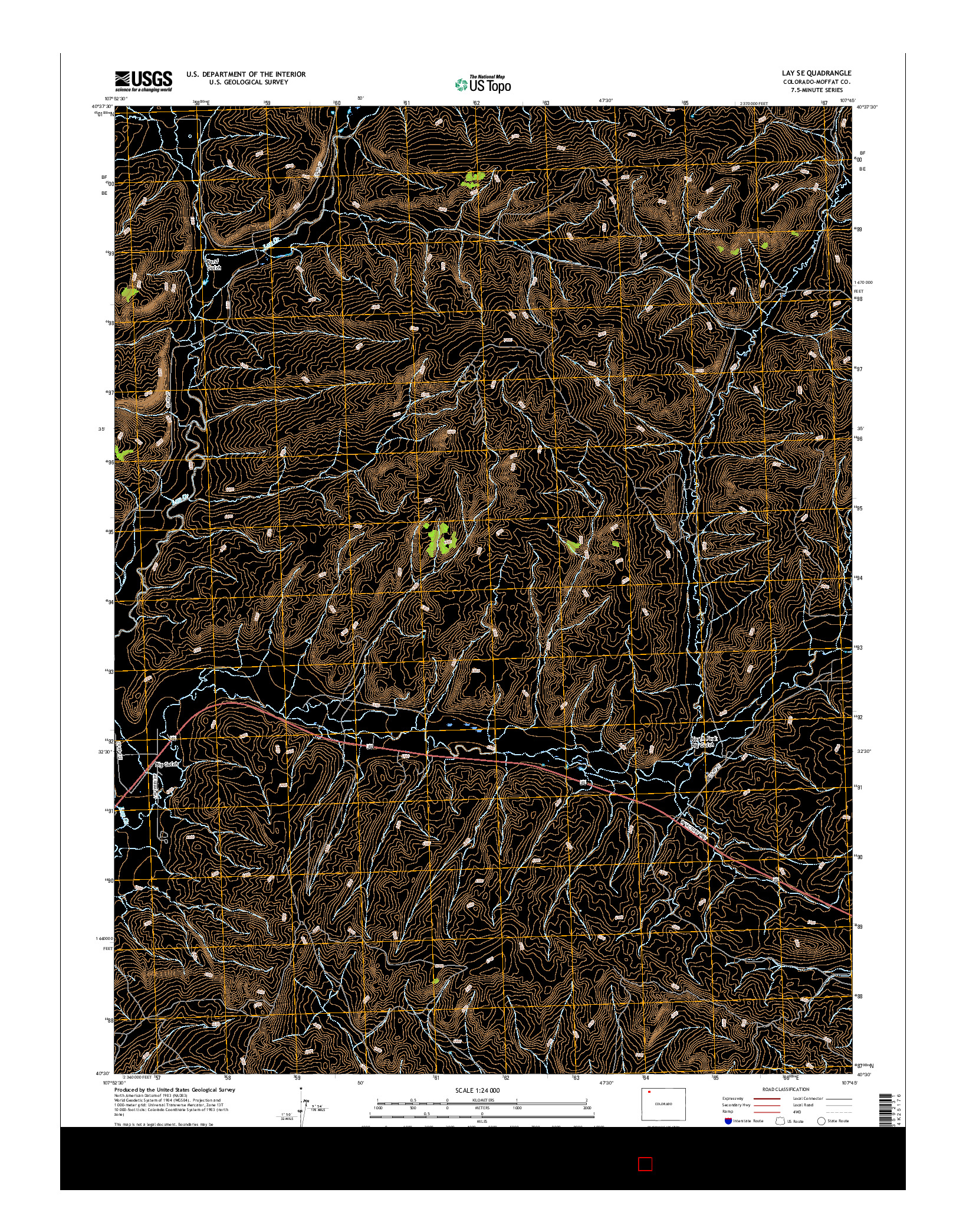 USGS US TOPO 7.5-MINUTE MAP FOR LAY SE, CO 2016