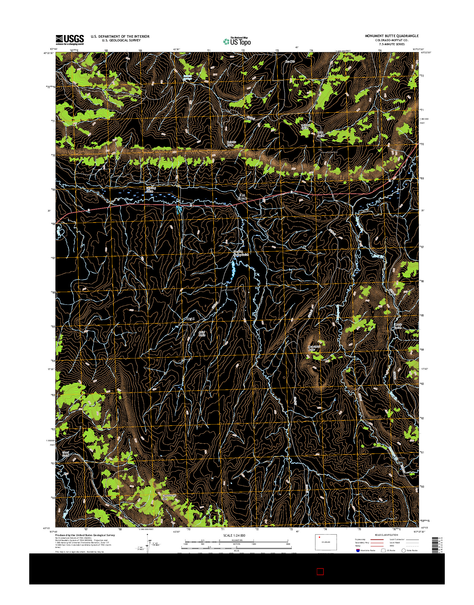 USGS US TOPO 7.5-MINUTE MAP FOR MONUMENT BUTTE, CO 2016