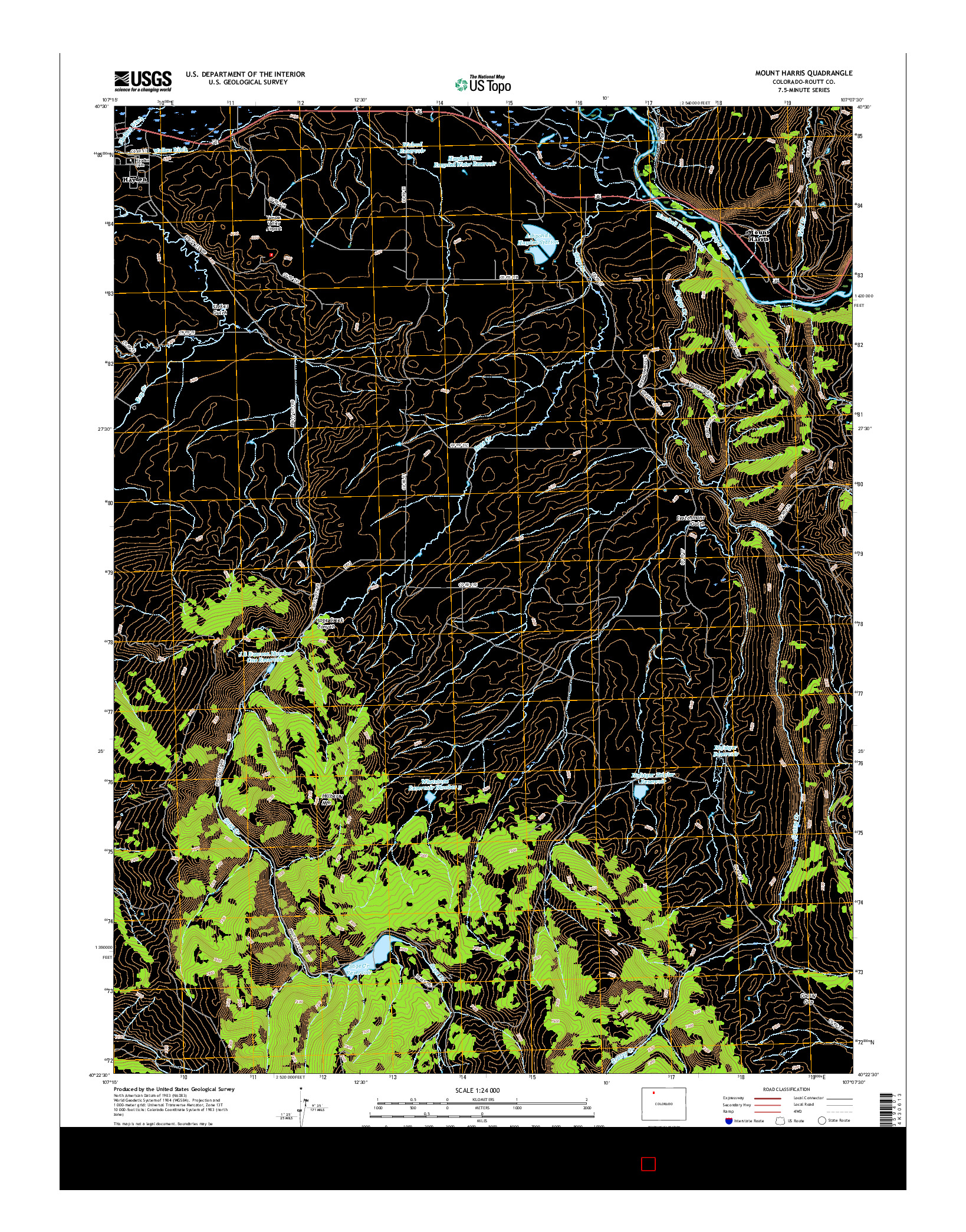 USGS US TOPO 7.5-MINUTE MAP FOR MOUNT HARRIS, CO 2016