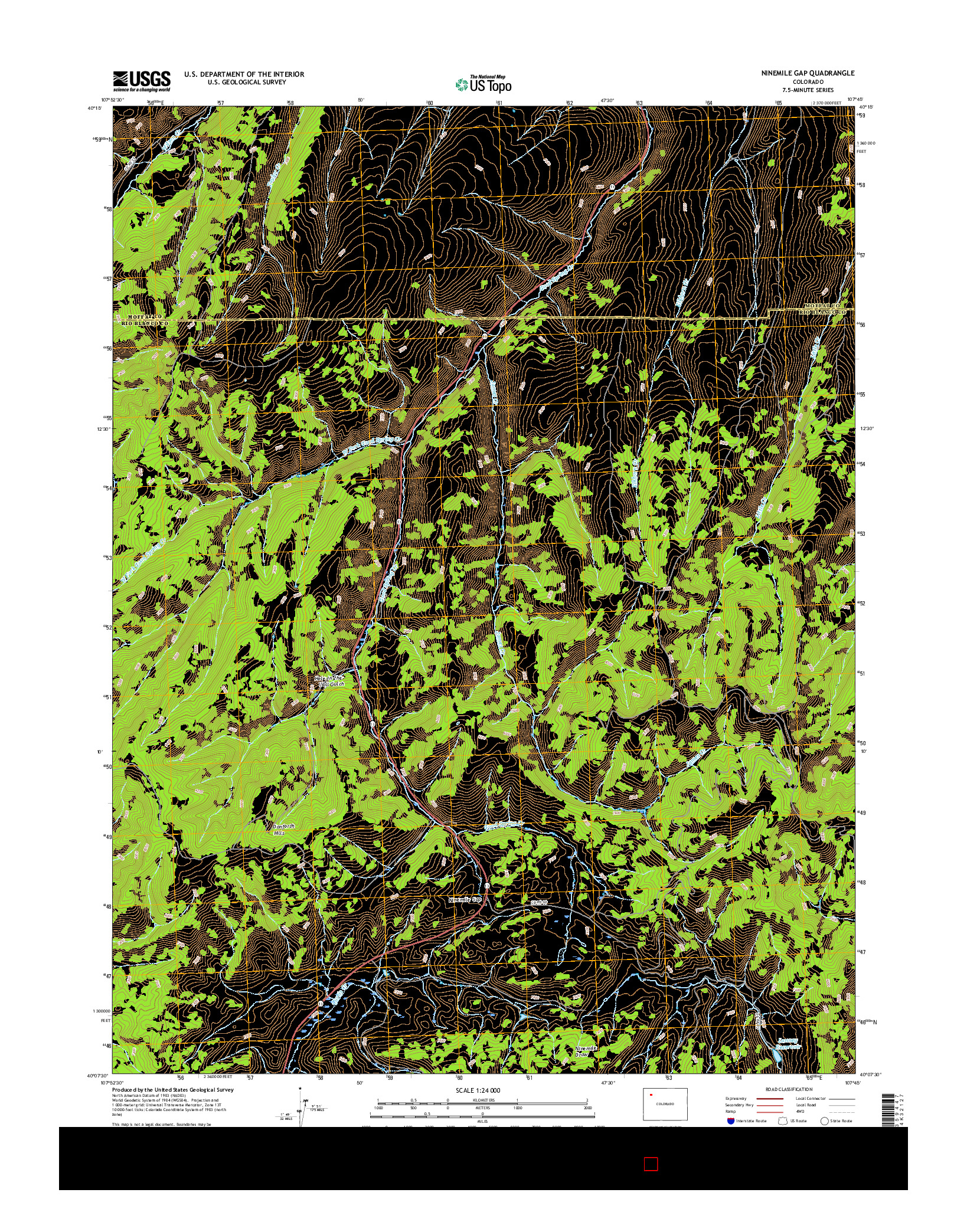 USGS US TOPO 7.5-MINUTE MAP FOR NINEMILE GAP, CO 2016