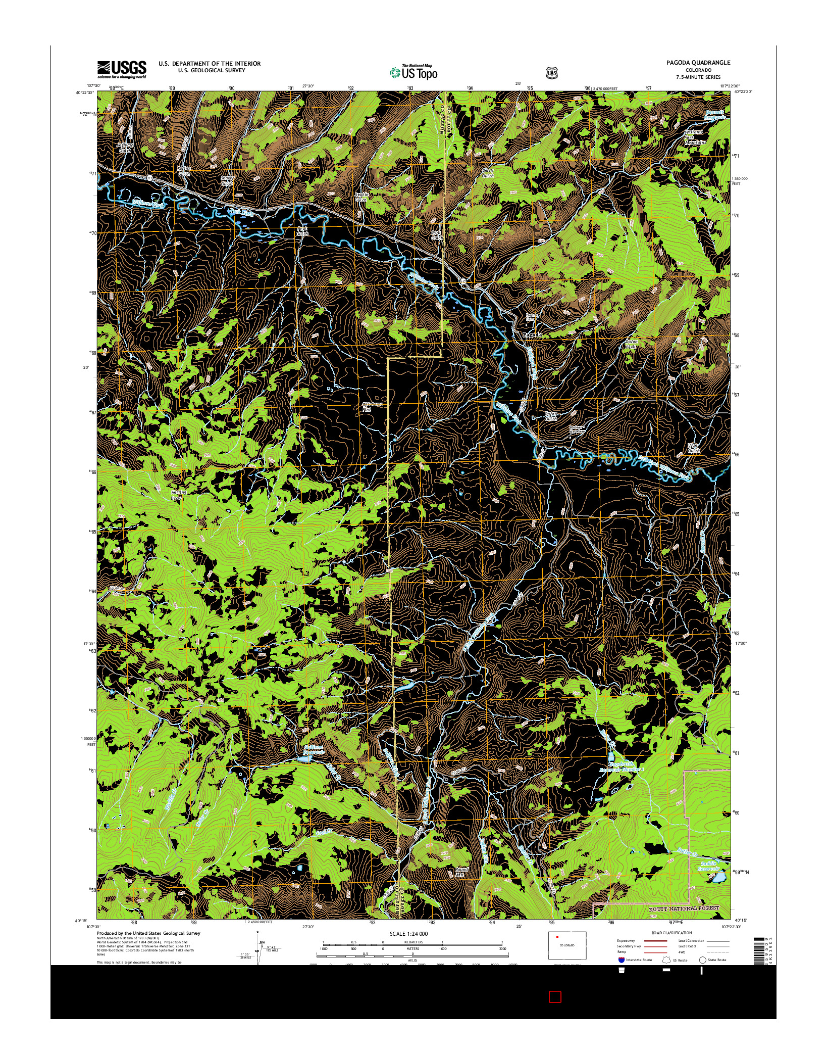 USGS US TOPO 7.5-MINUTE MAP FOR PAGODA, CO 2016