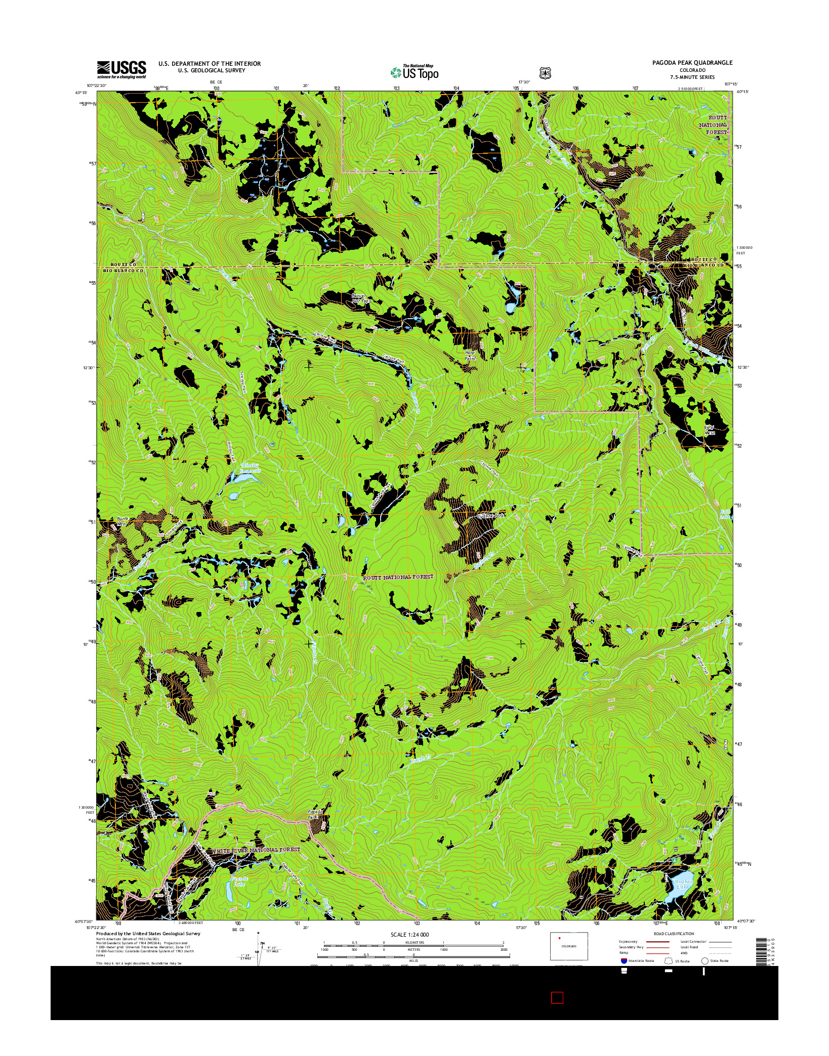 USGS US TOPO 7.5-MINUTE MAP FOR PAGODA PEAK, CO 2016