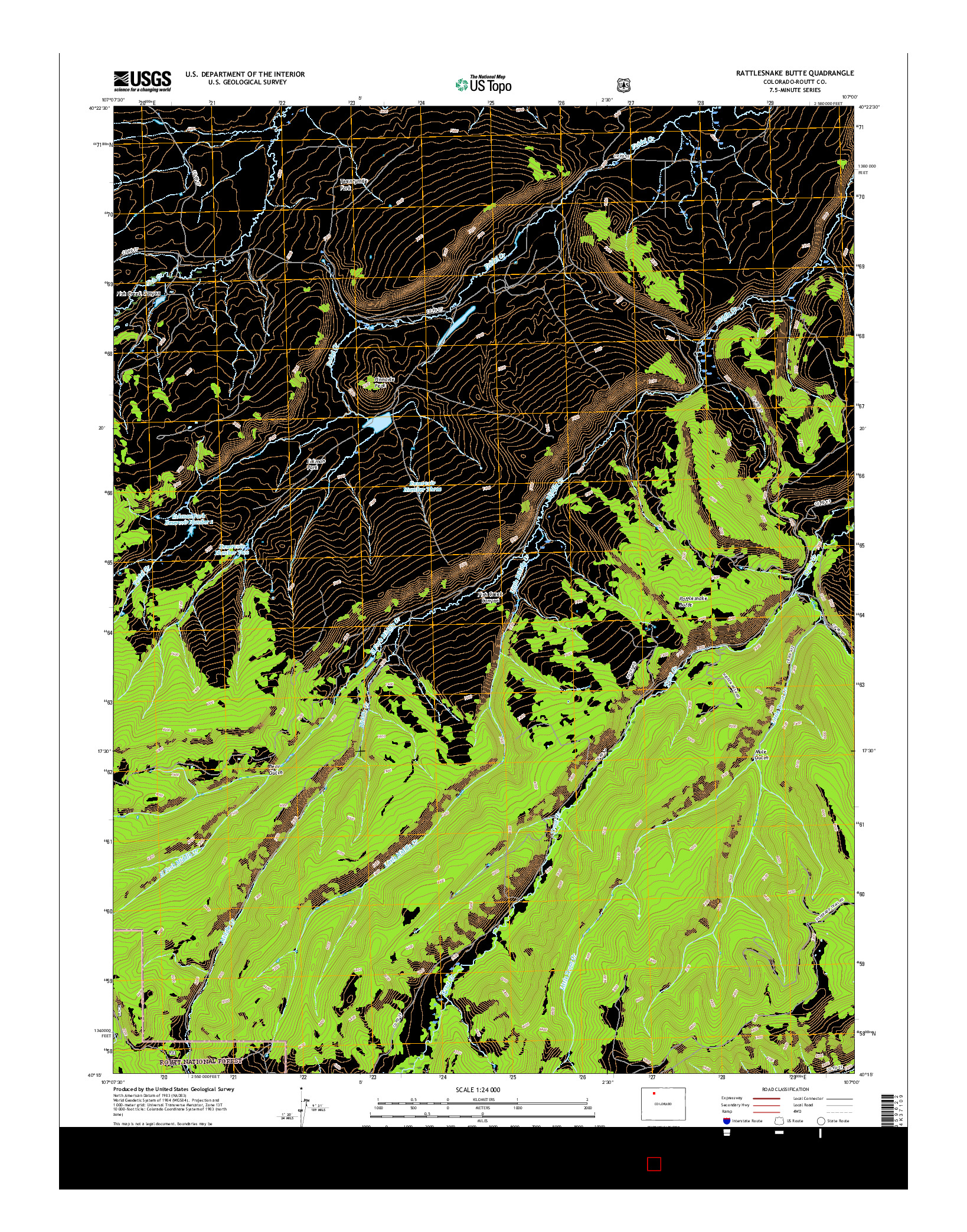 USGS US TOPO 7.5-MINUTE MAP FOR RATTLESNAKE BUTTE, CO 2016