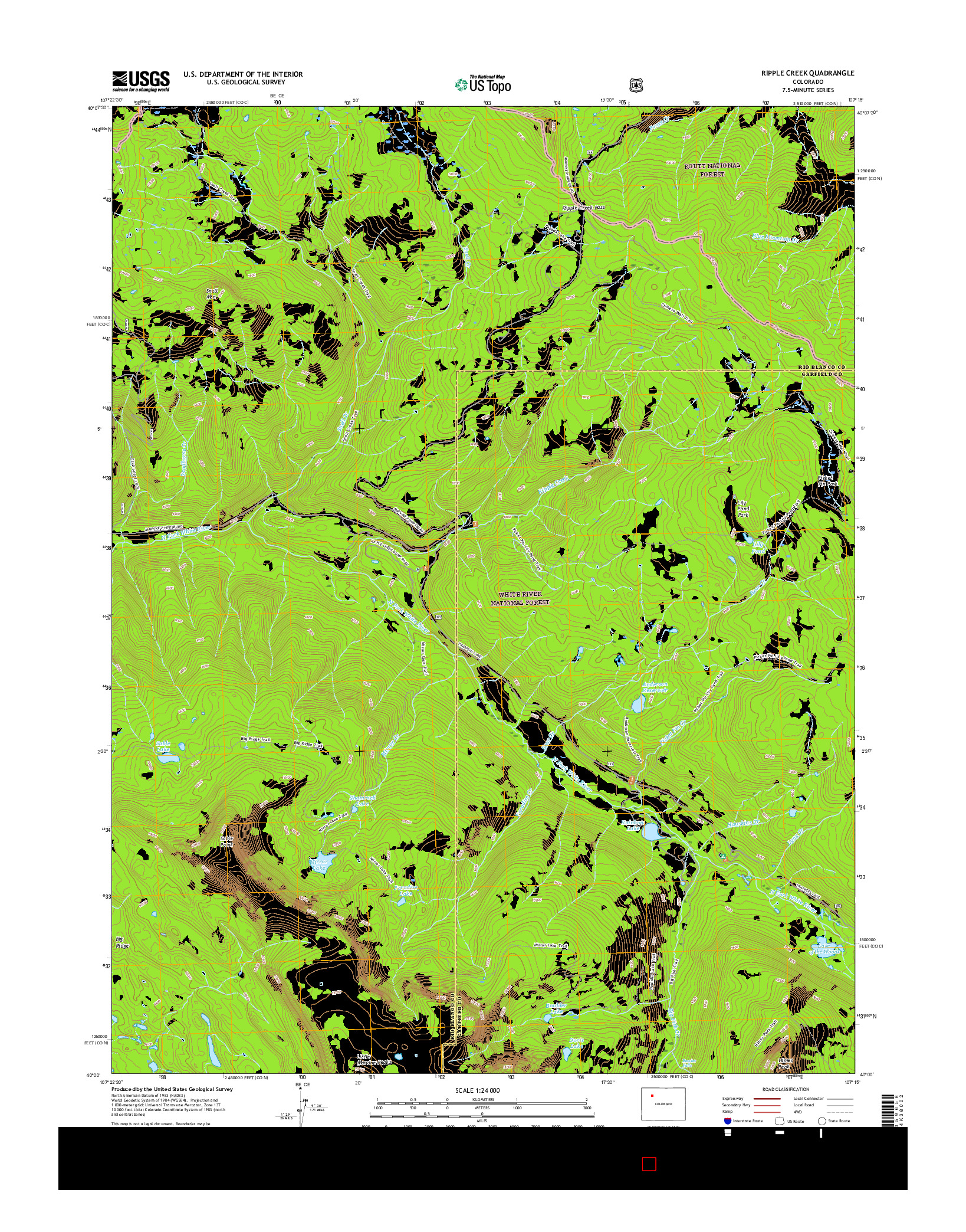 USGS US TOPO 7.5-MINUTE MAP FOR RIPPLE CREEK, CO 2016