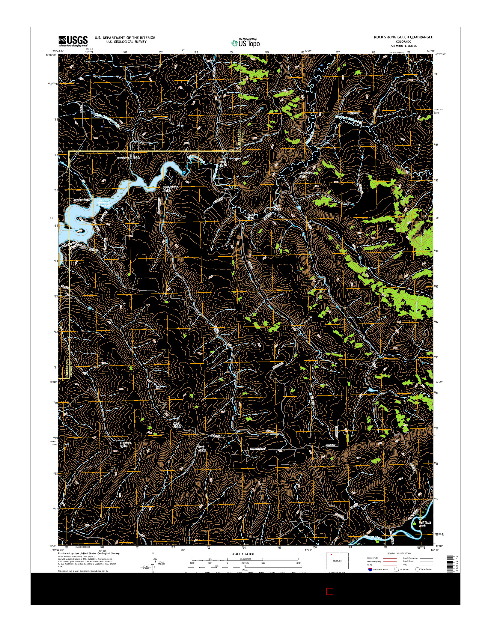 USGS US TOPO 7.5-MINUTE MAP FOR ROCK SPRING GULCH, CO 2016