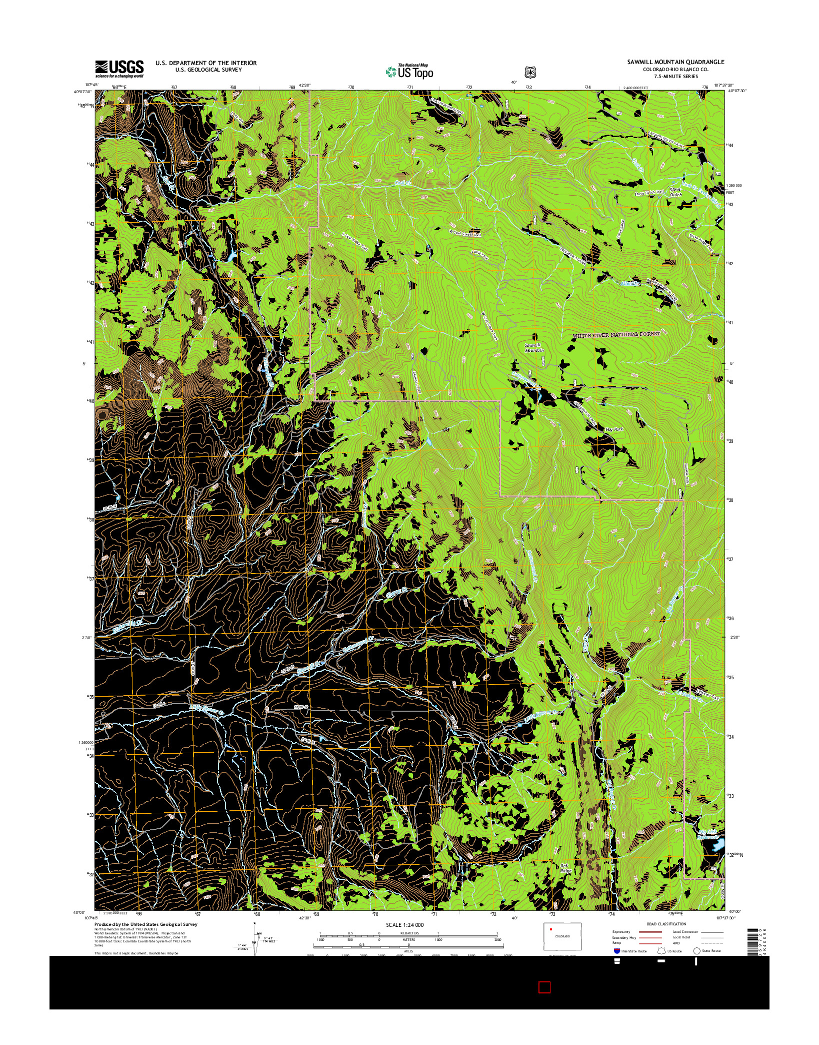 USGS US TOPO 7.5-MINUTE MAP FOR SAWMILL MOUNTAIN, CO 2016