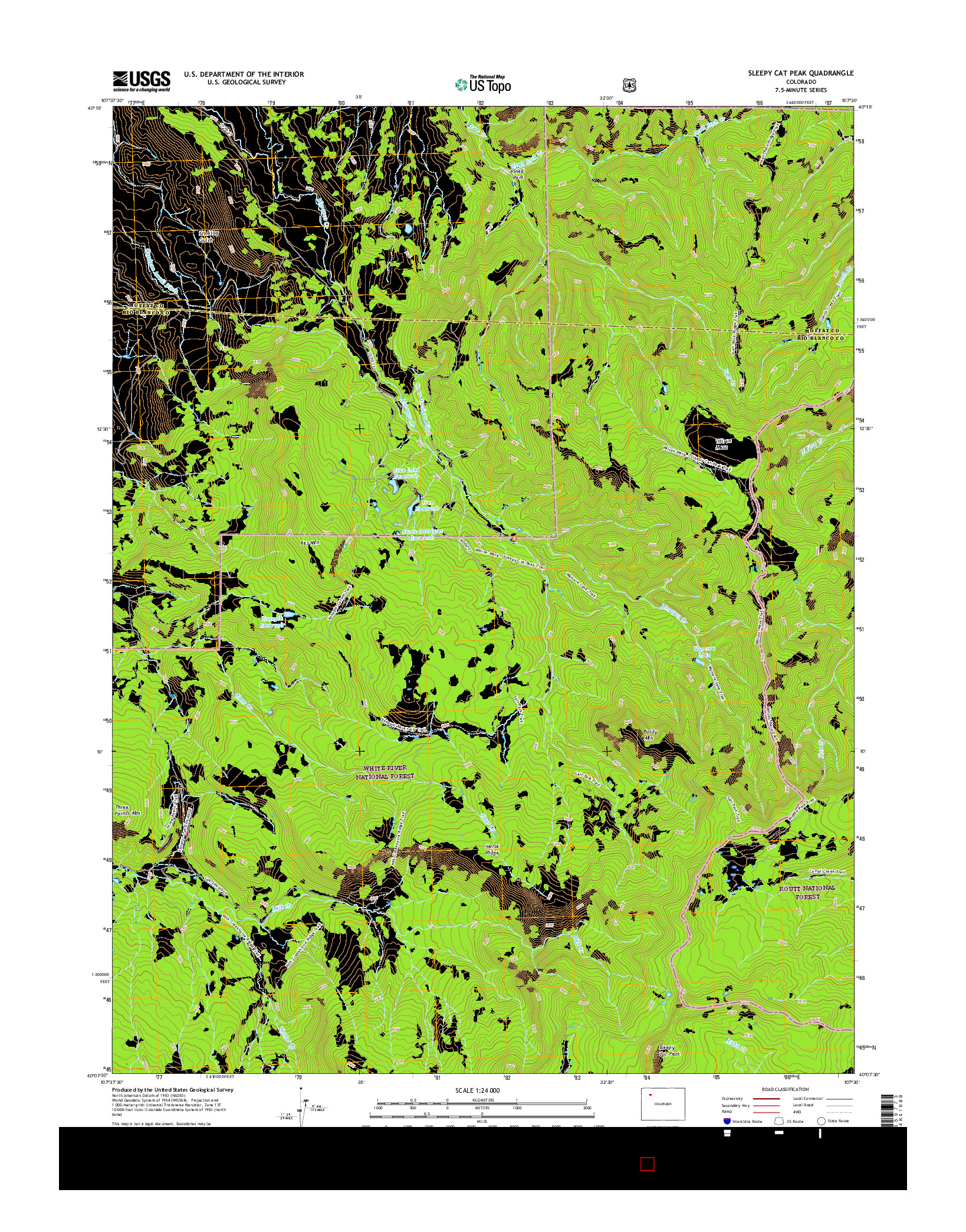 USGS US TOPO 7.5-MINUTE MAP FOR SLEEPY CAT PEAK, CO 2016