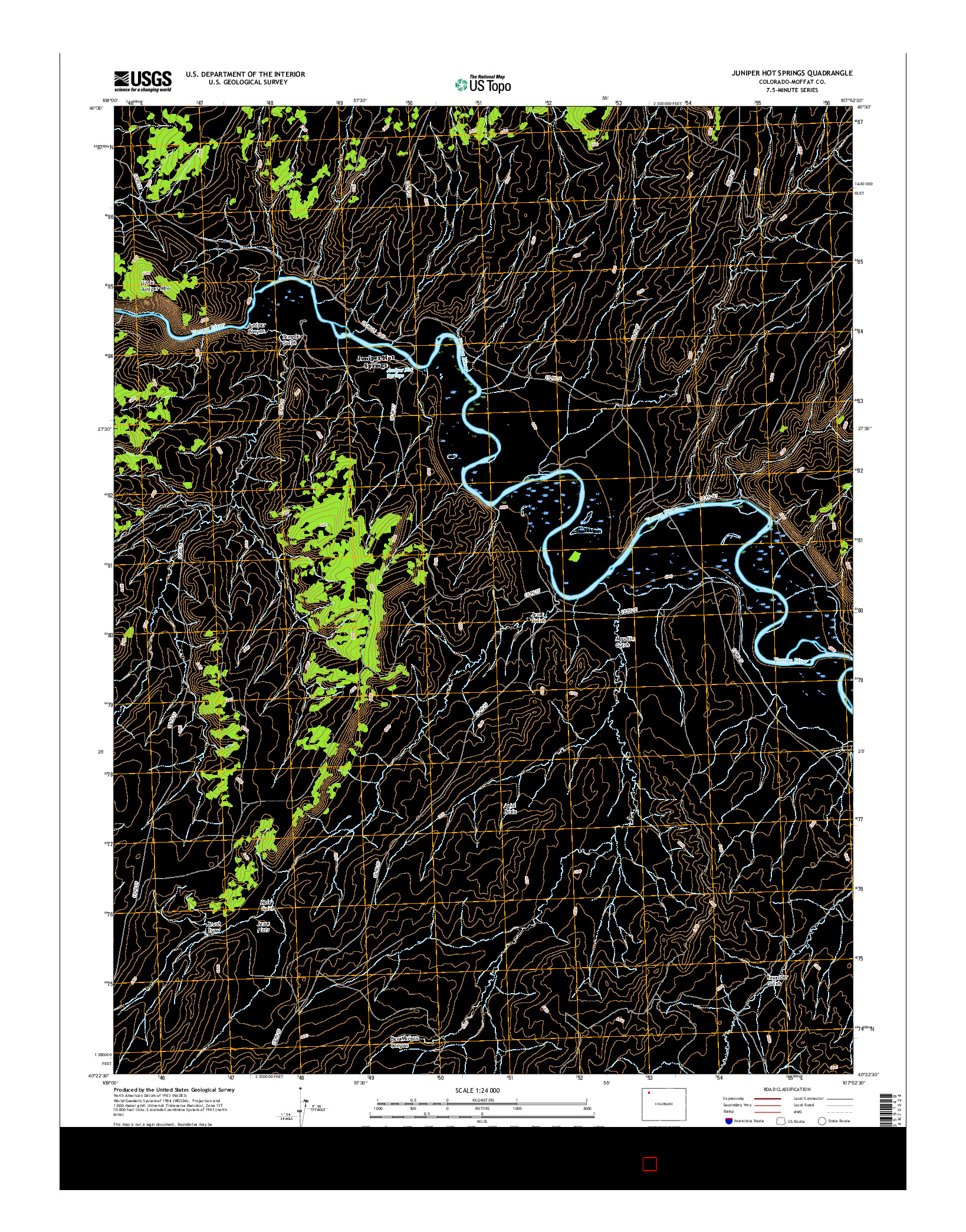 USGS US TOPO 7.5-MINUTE MAP FOR JUNIPER HOT SPRINGS, CO 2016