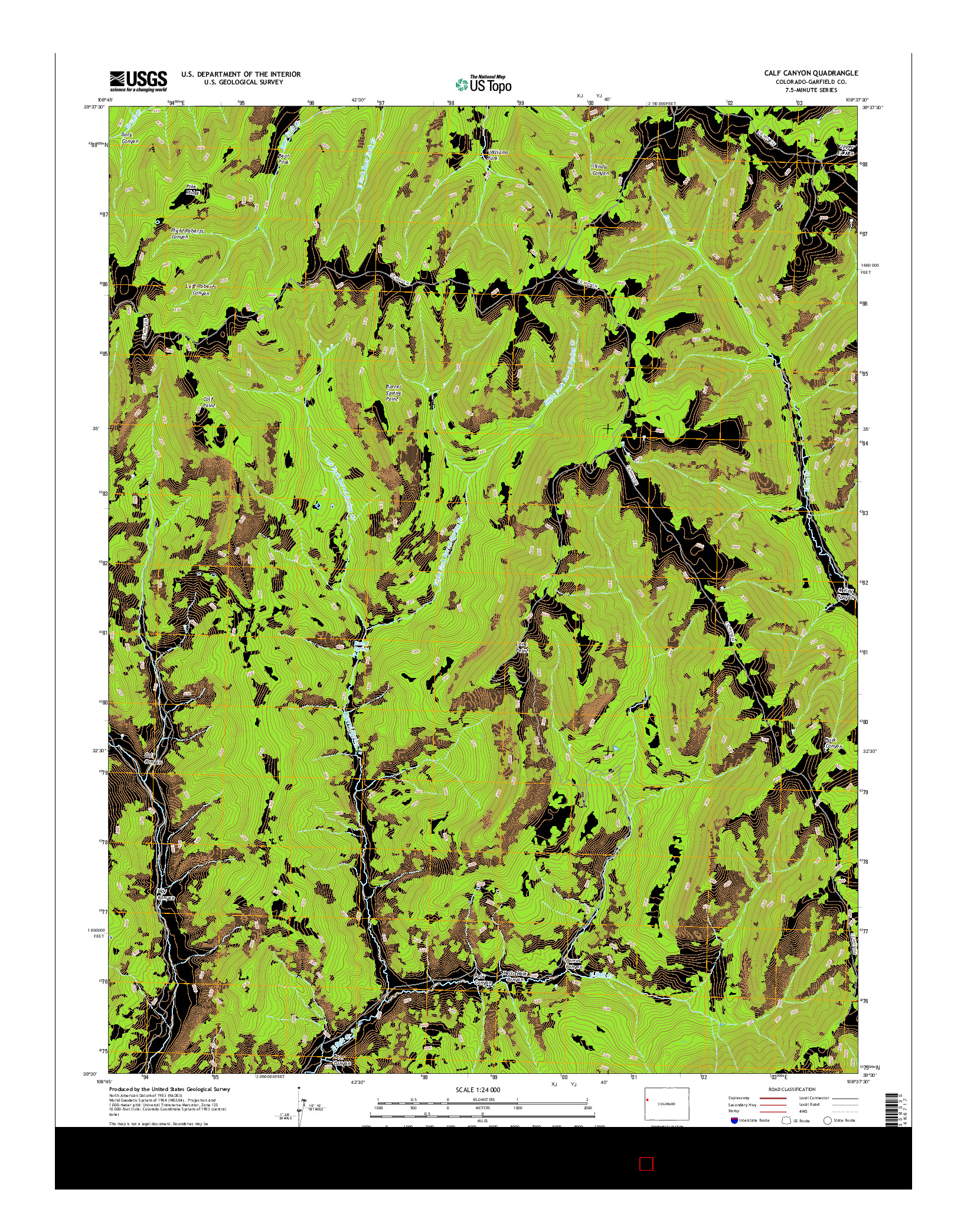 USGS US TOPO 7.5-MINUTE MAP FOR CALF CANYON, CO 2016