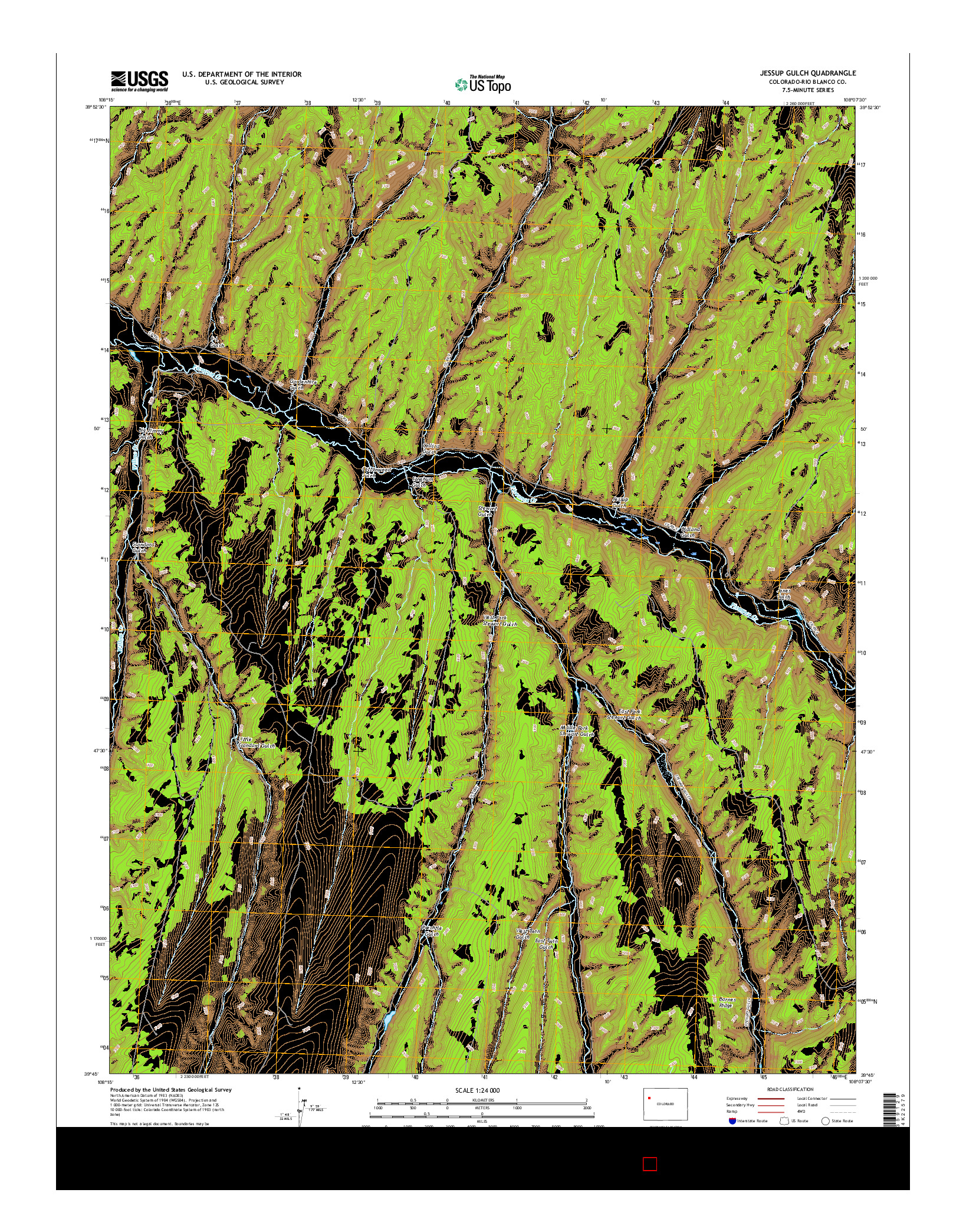 USGS US TOPO 7.5-MINUTE MAP FOR JESSUP GULCH, CO 2016