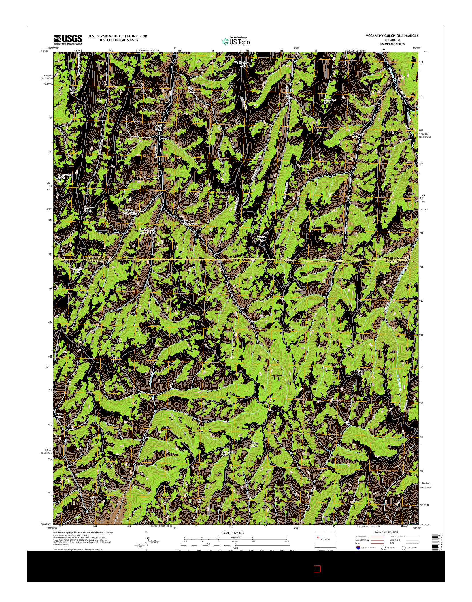 USGS US TOPO 7.5-MINUTE MAP FOR MCCARTHY GULCH, CO 2016