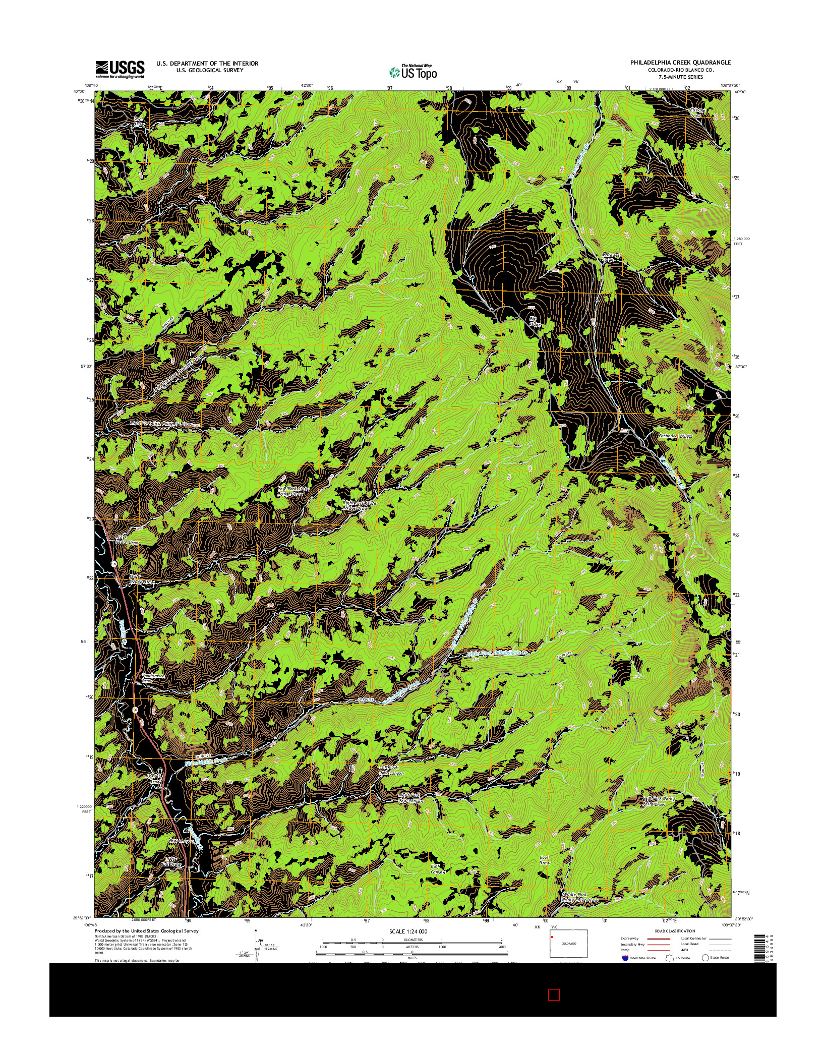 USGS US TOPO 7.5-MINUTE MAP FOR PHILADELPHIA CREEK, CO 2016