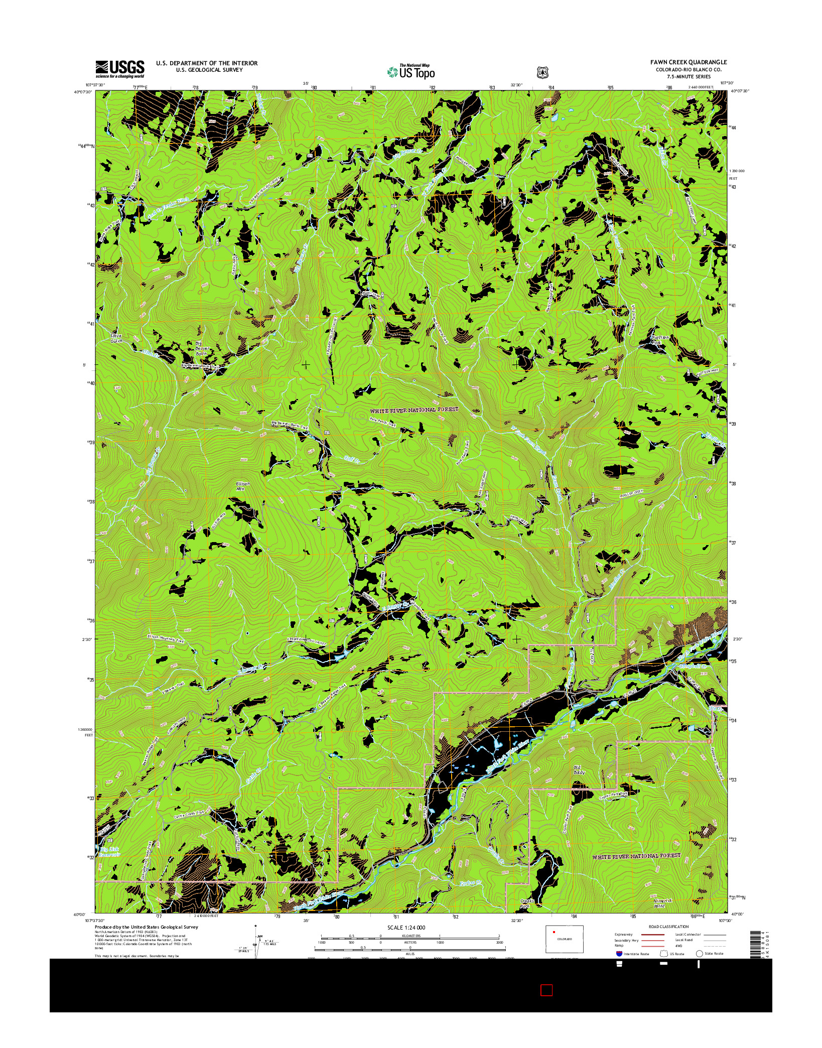 USGS US TOPO 7.5-MINUTE MAP FOR FAWN CREEK, CO 2016