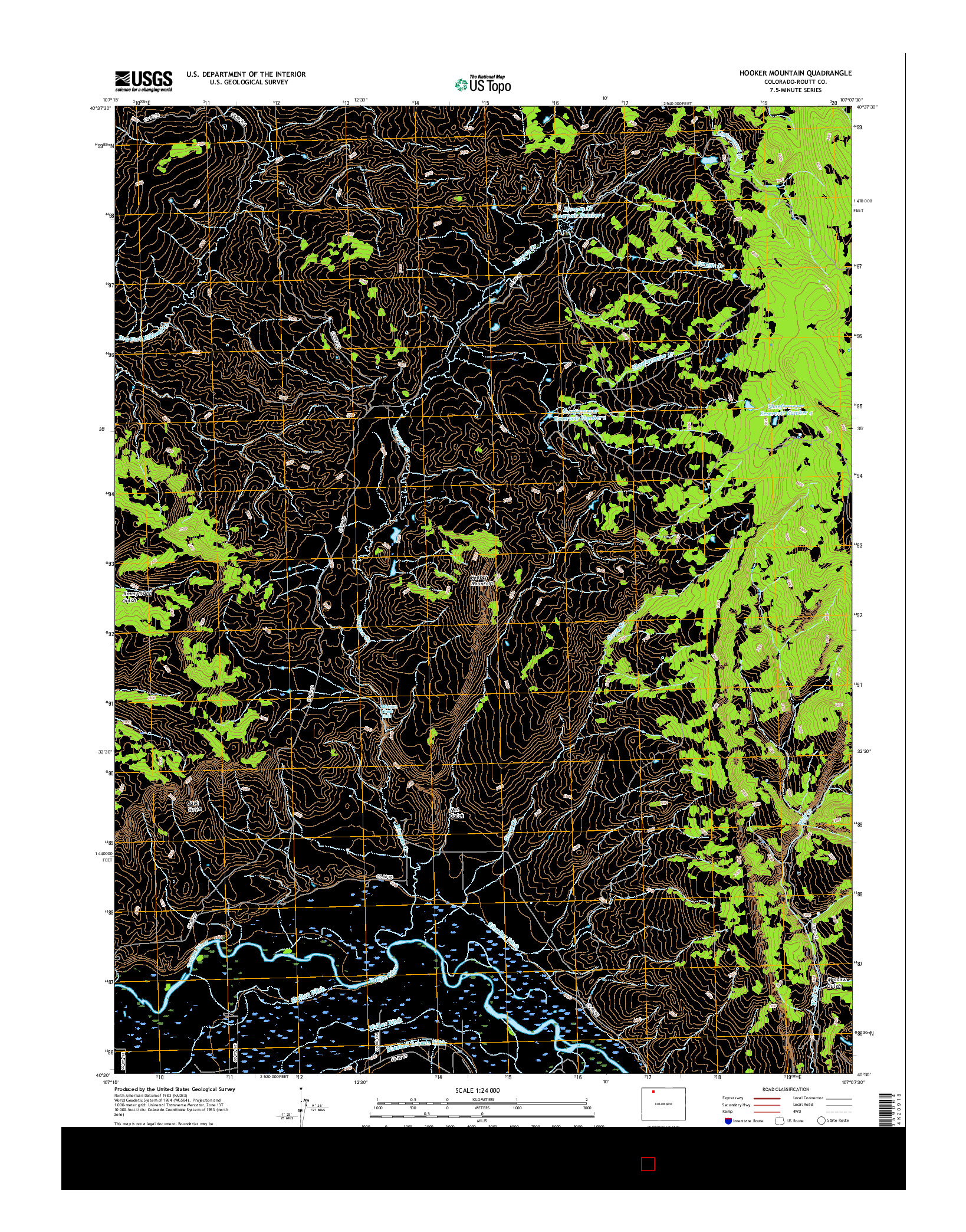 USGS US TOPO 7.5-MINUTE MAP FOR HOOKER MOUNTAIN, CO 2016