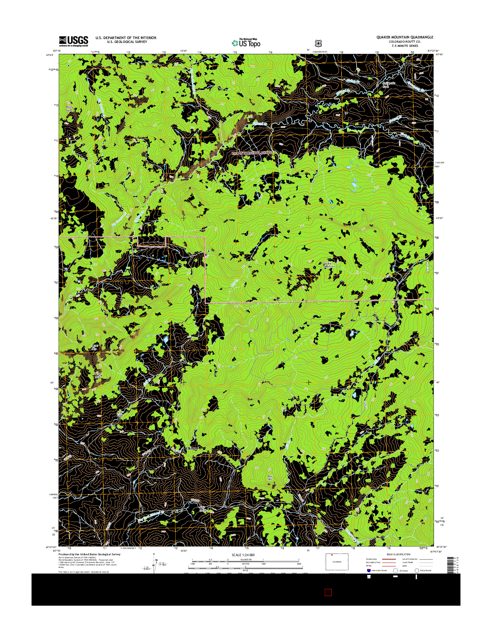 USGS US TOPO 7.5-MINUTE MAP FOR QUAKER MOUNTAIN, CO 2016