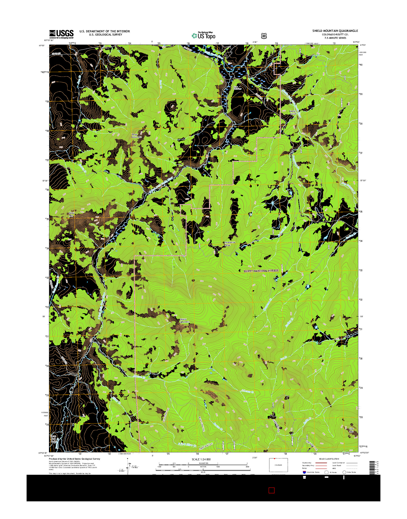 USGS US TOPO 7.5-MINUTE MAP FOR SHIELD MOUNTAIN, CO 2016