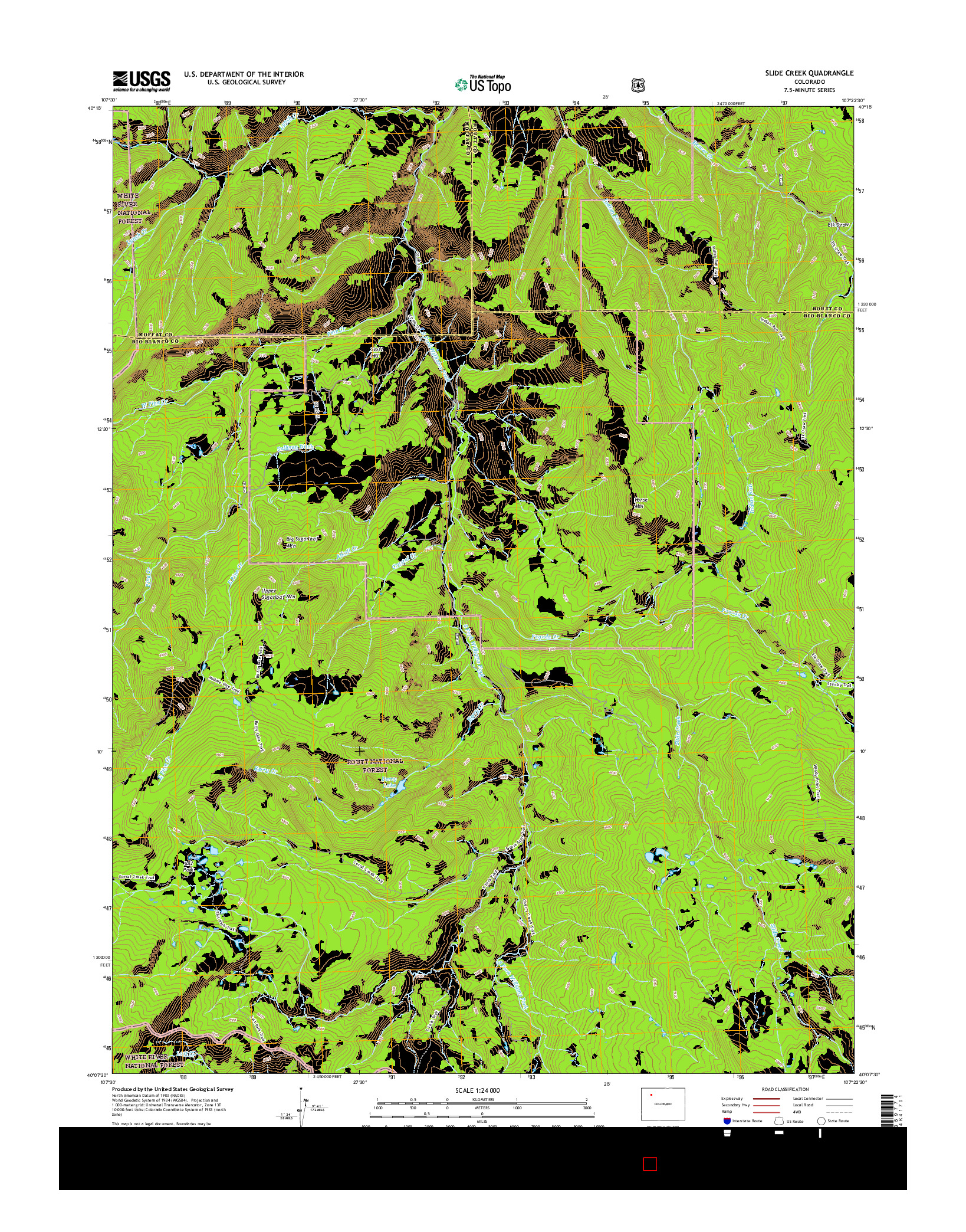 USGS US TOPO 7.5-MINUTE MAP FOR SLIDE CREEK, CO 2016