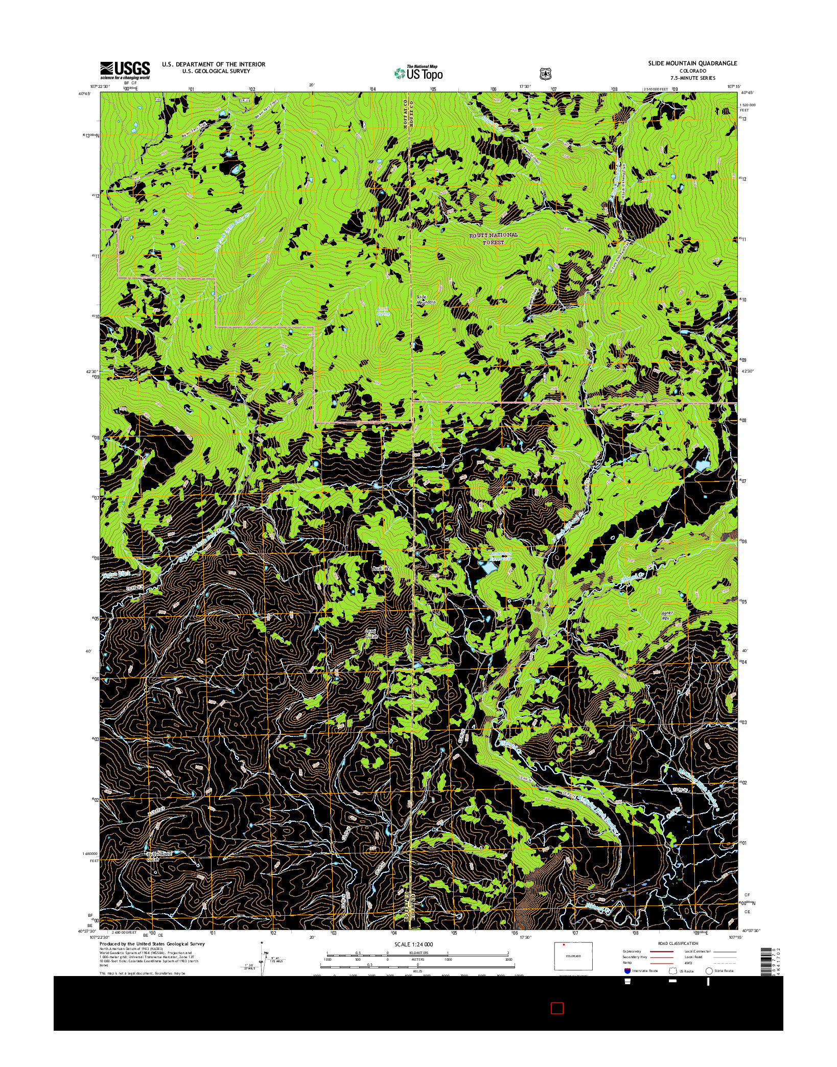 USGS US TOPO 7.5-MINUTE MAP FOR SLIDE MOUNTAIN, CO 2016