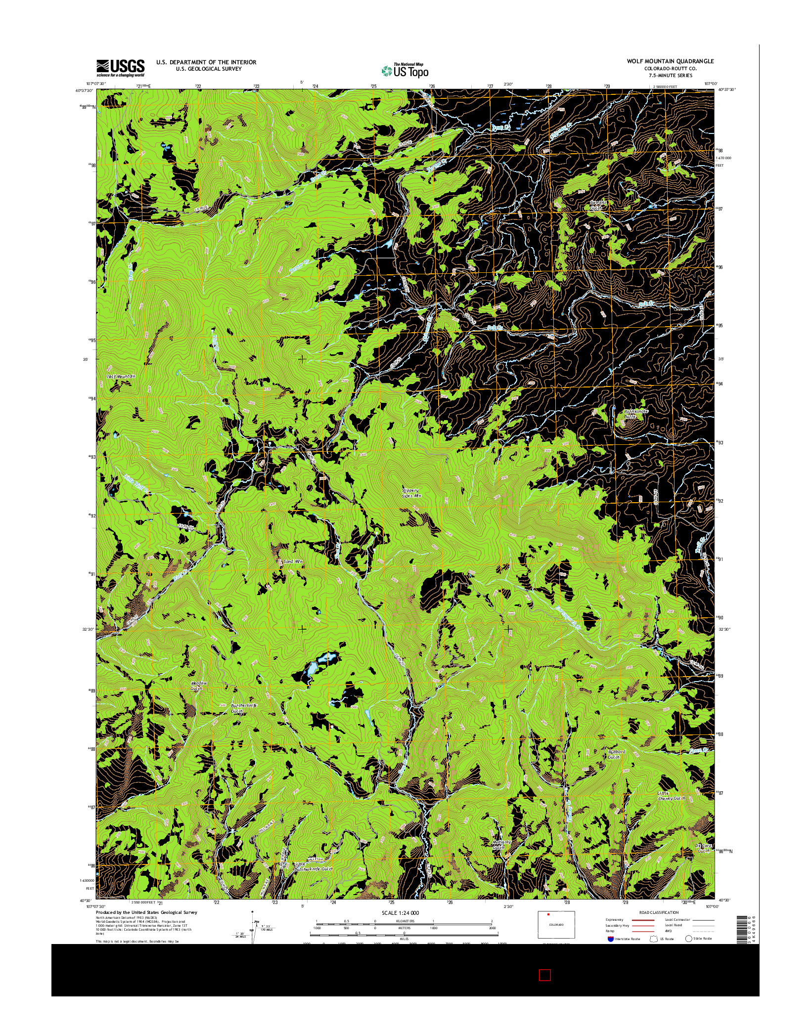 USGS US TOPO 7.5-MINUTE MAP FOR WOLF MOUNTAIN, CO 2016