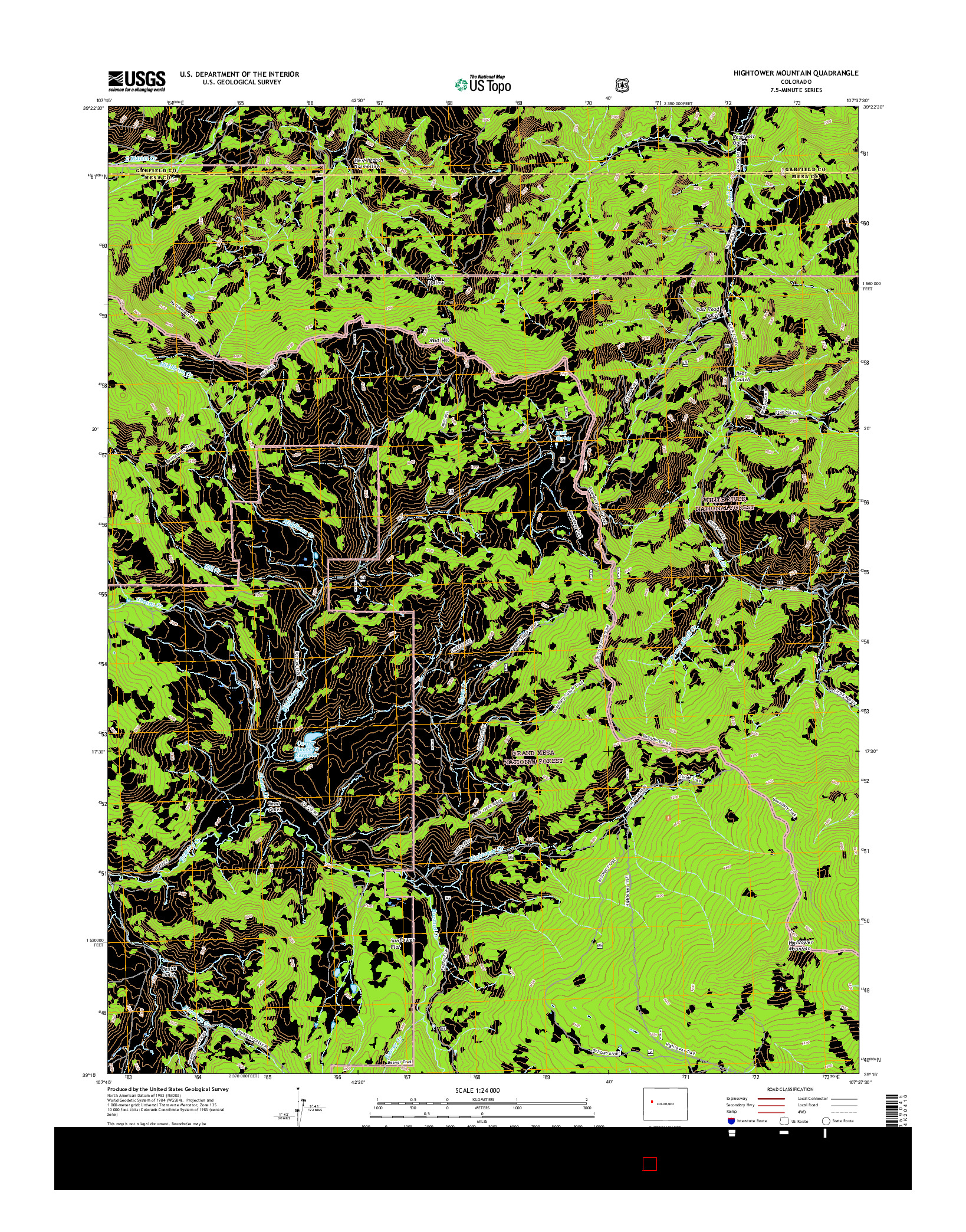 USGS US TOPO 7.5-MINUTE MAP FOR HIGHTOWER MOUNTAIN, CO 2016