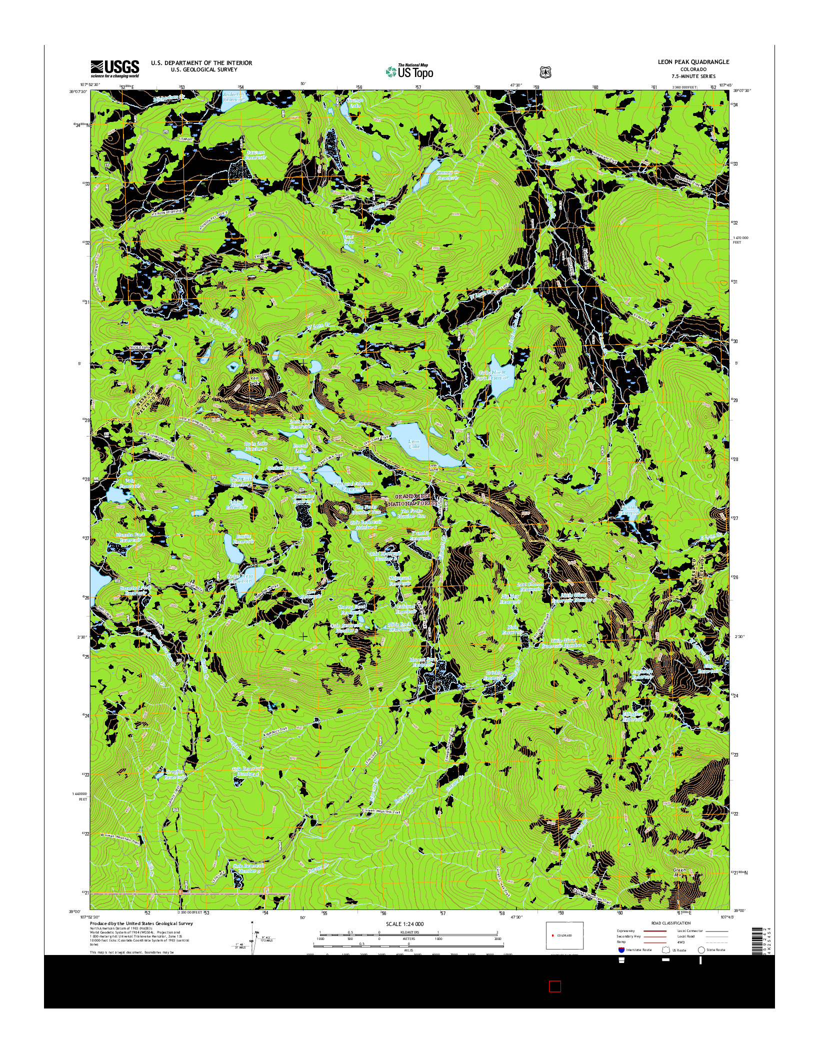 USGS US TOPO 7.5-MINUTE MAP FOR LEON PEAK, CO 2016