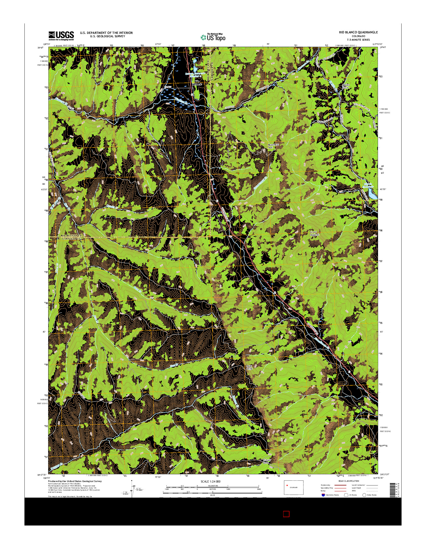 USGS US TOPO 7.5-MINUTE MAP FOR RIO BLANCO, CO 2016