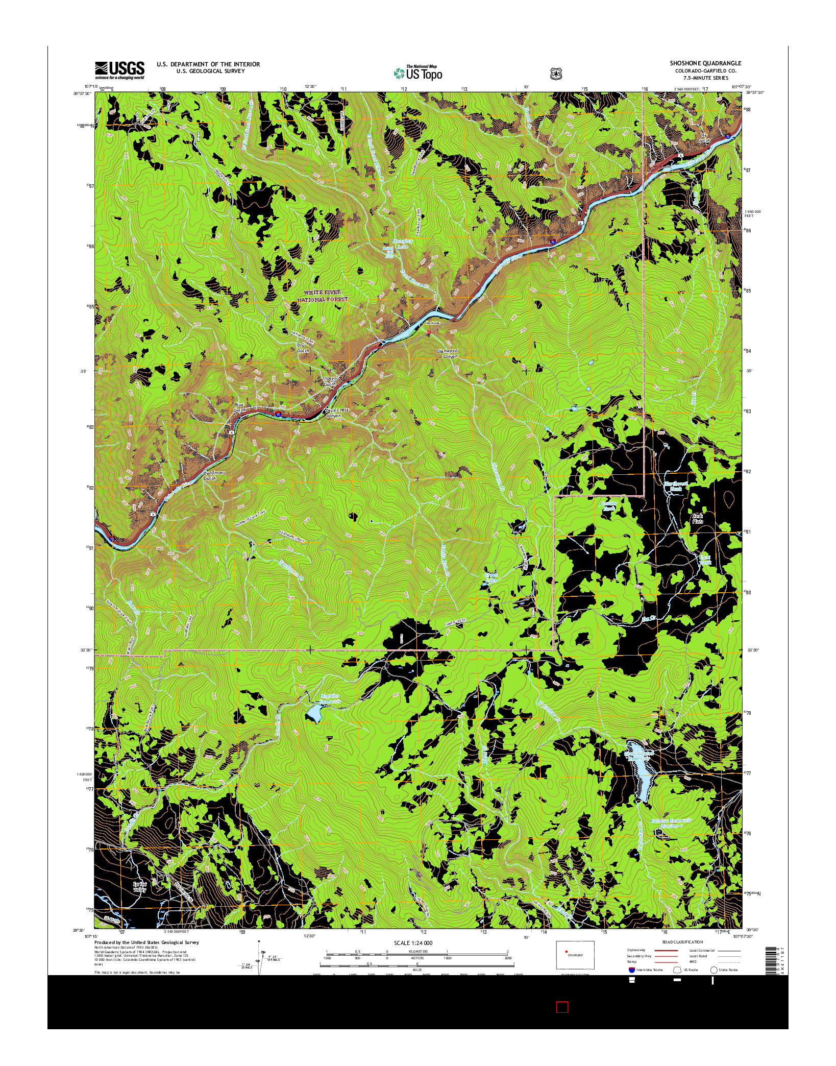 USGS US TOPO 7.5-MINUTE MAP FOR SHOSHONE, CO 2016